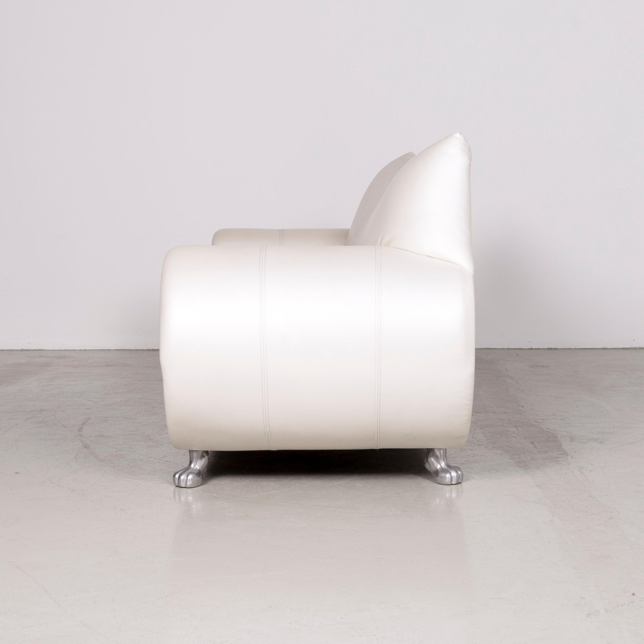 Bretz Gaudi Designer Leather Sofa White Two-Seat Couch For Sale 6