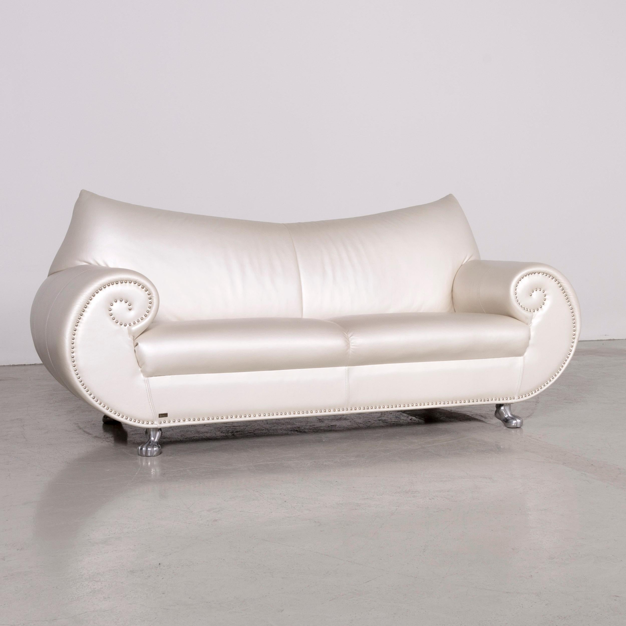 Bretz Gaudi designer leather sofa white two-seat couch.