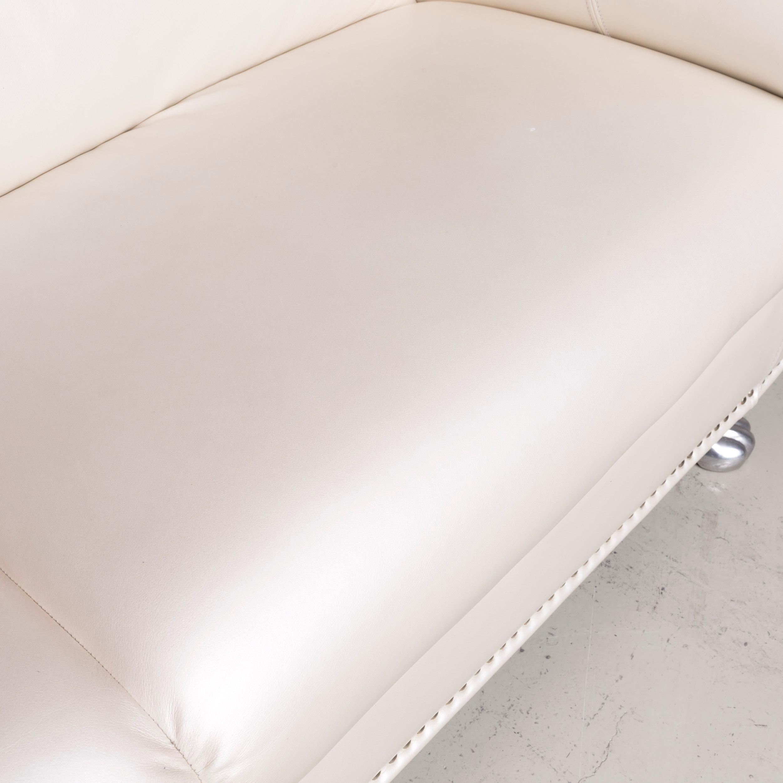 Bretz Gaudi Designer Leather Sofa White Two-Seat Couch For Sale 1