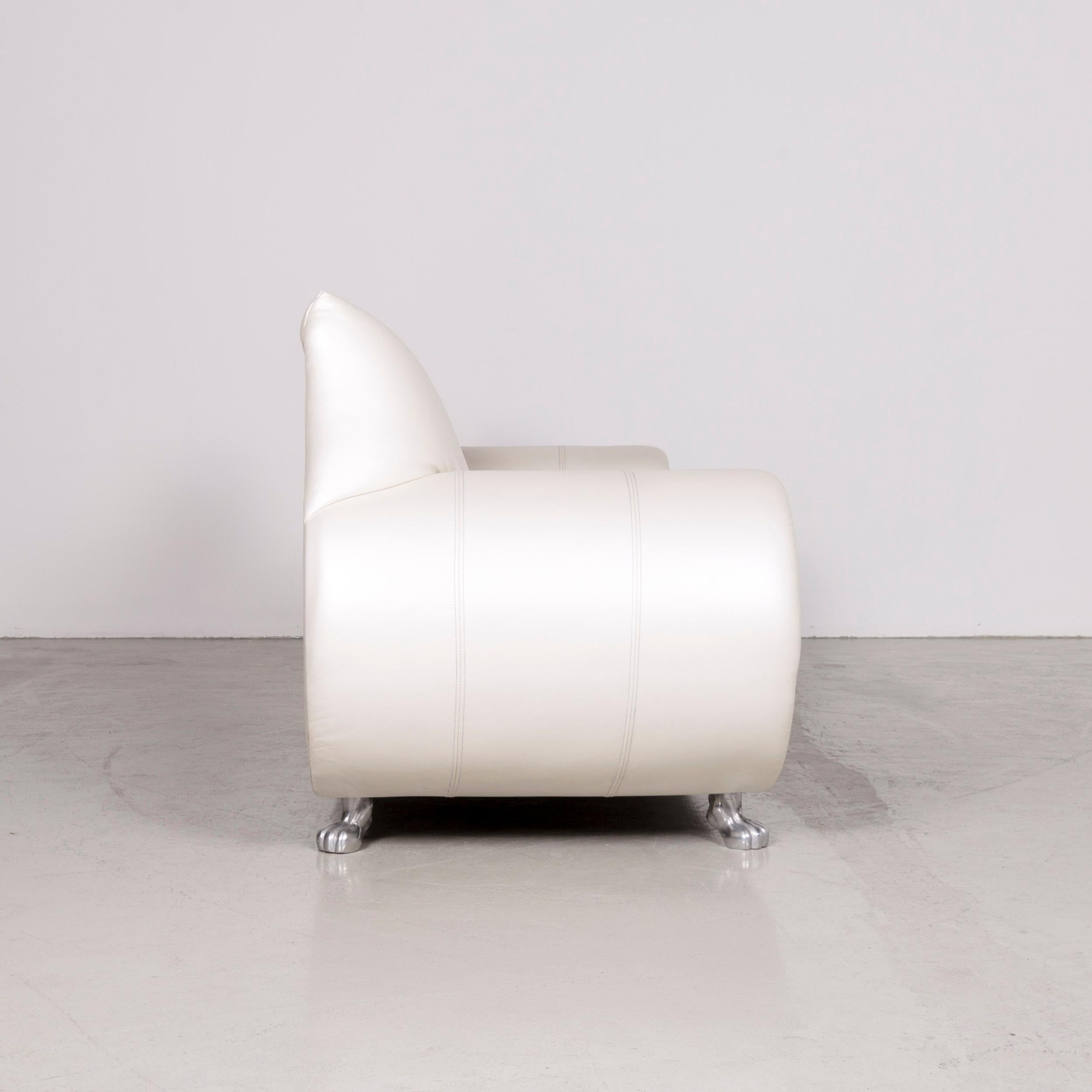 Bretz Gaudi Designer Leather Sofa White Two-Seat Couch For Sale 4