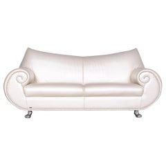 Bretz Gaudi Designer Leather Sofa White Two-Seat Couch