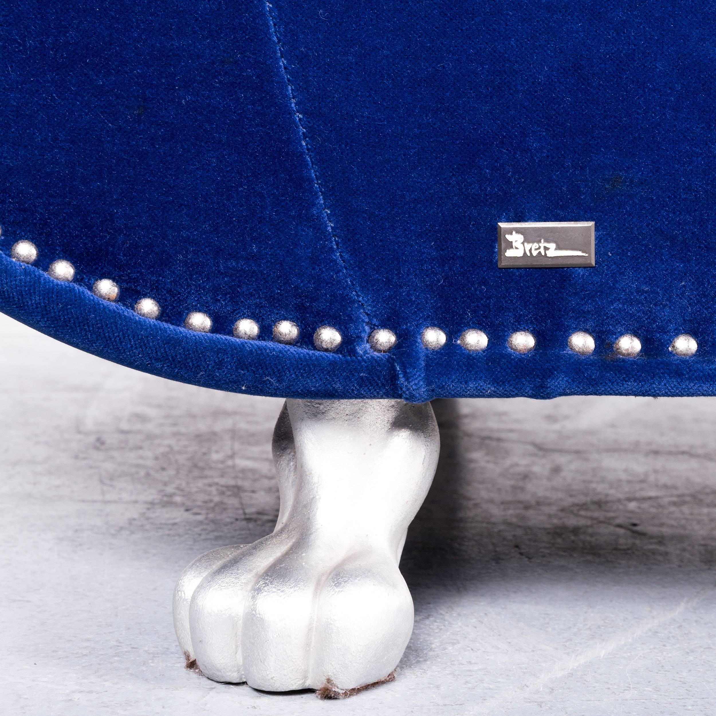 Bretz Gaudi Designer-Sofa, blaue dreisitzige Couch oder Chaise Longue aus Velours-Stoff im Zustand „Gut“ in Cologne, DE