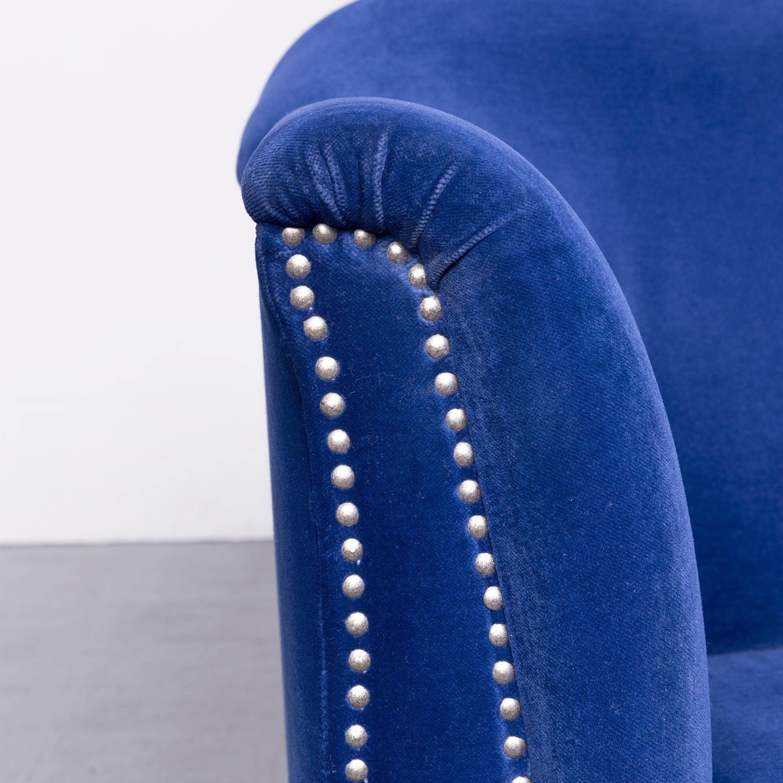 Contemporary Bretz Gaudi Designer Velvet Fabric Armchair Blue One-Seat Chair