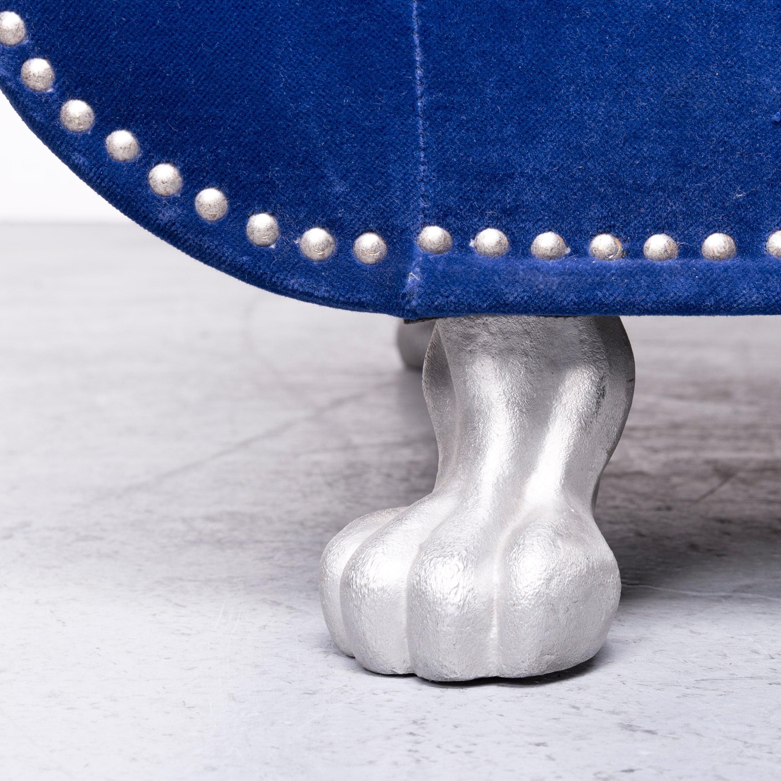 Bretz Gaudi Designer Velvet Fabric Armchair Blue One-Seat Chair 1