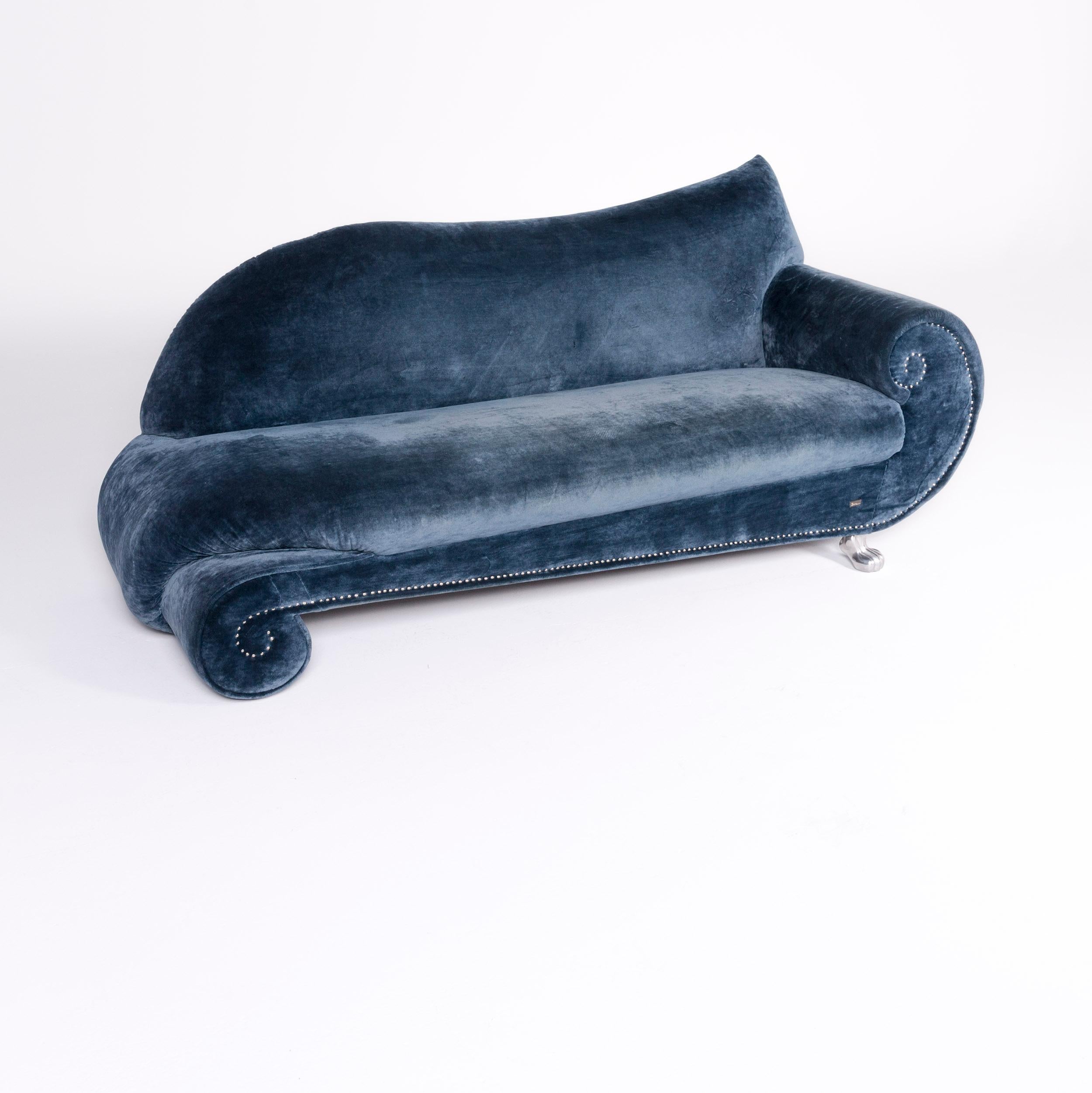 We bring to you a Bretz Gaudi designer velvet sofa blue three-seat couch récamière.
 

Product measures in centimeters:

Depth: 84
Width: 208
Height: 94
Seat-height: 47
Rest-height: 66
Seat-depth: 50
Seat-width: 147
Back-height: 36.