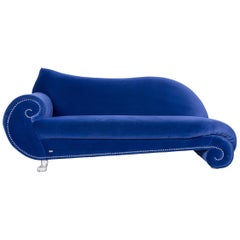 Bretz Gaudi Designer Velvet Sofa Blue Two-Seat Couch