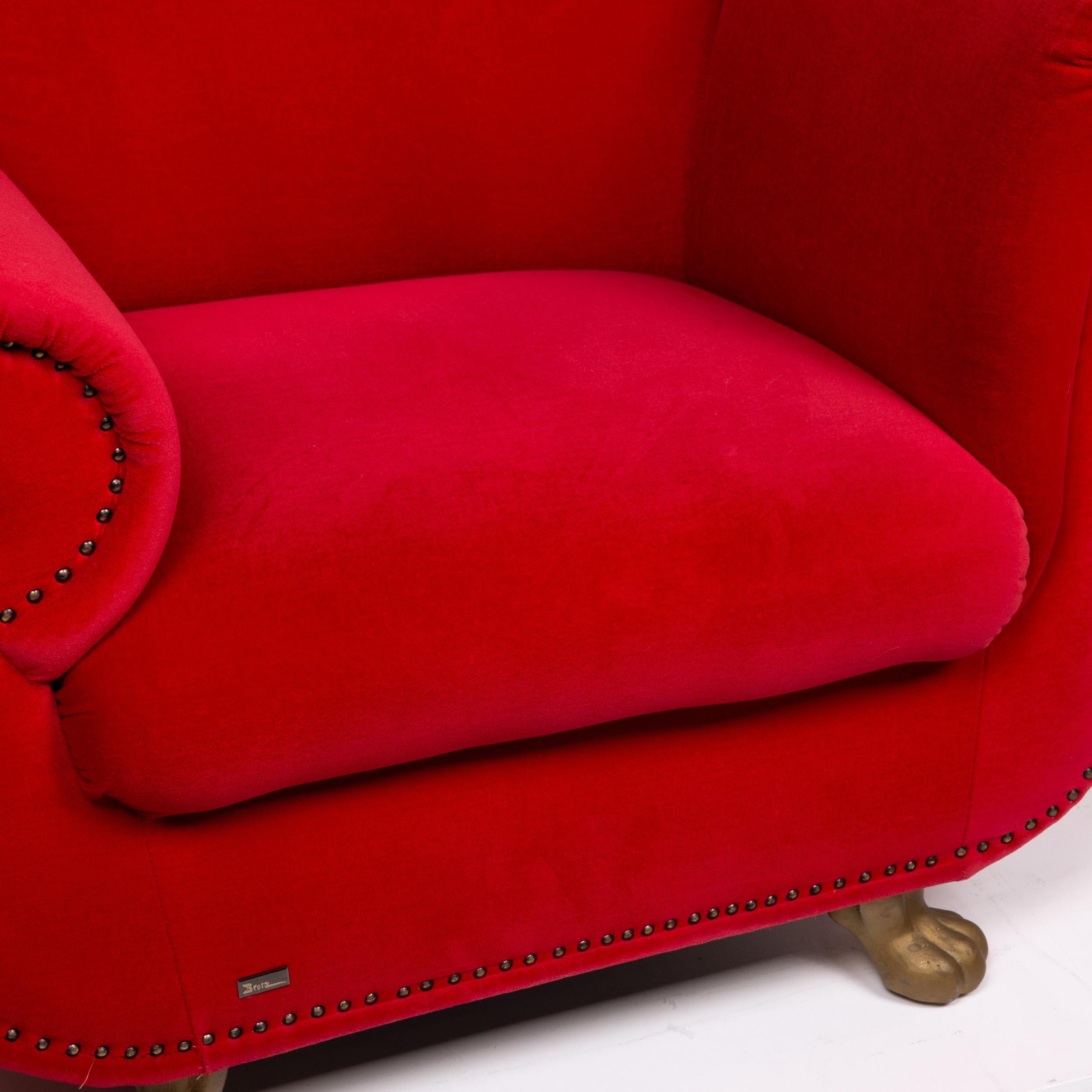 Modern Bretz Gaudi Fabric Armchair Red For Sale