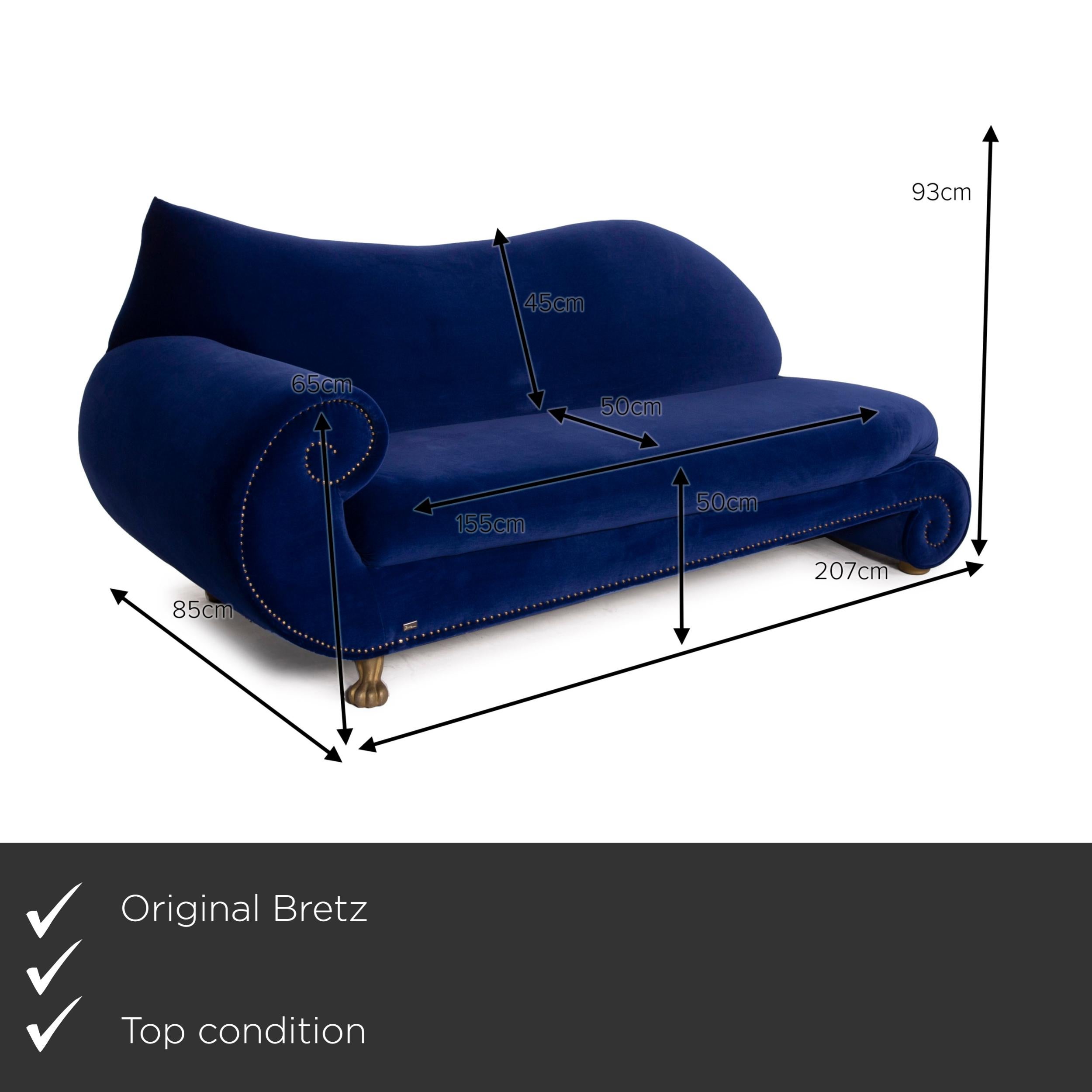 We present to you a Bretz Gaudi fabric sofa blue velvet.
 SKU: #11750-c3
 

 Product measurements in centimeters:
 

 depth: 85
 width: 207
 height: 93
 seat height: 50
 rest height: 65
 seat depth: 50
 seat width: 155
 back height: 45