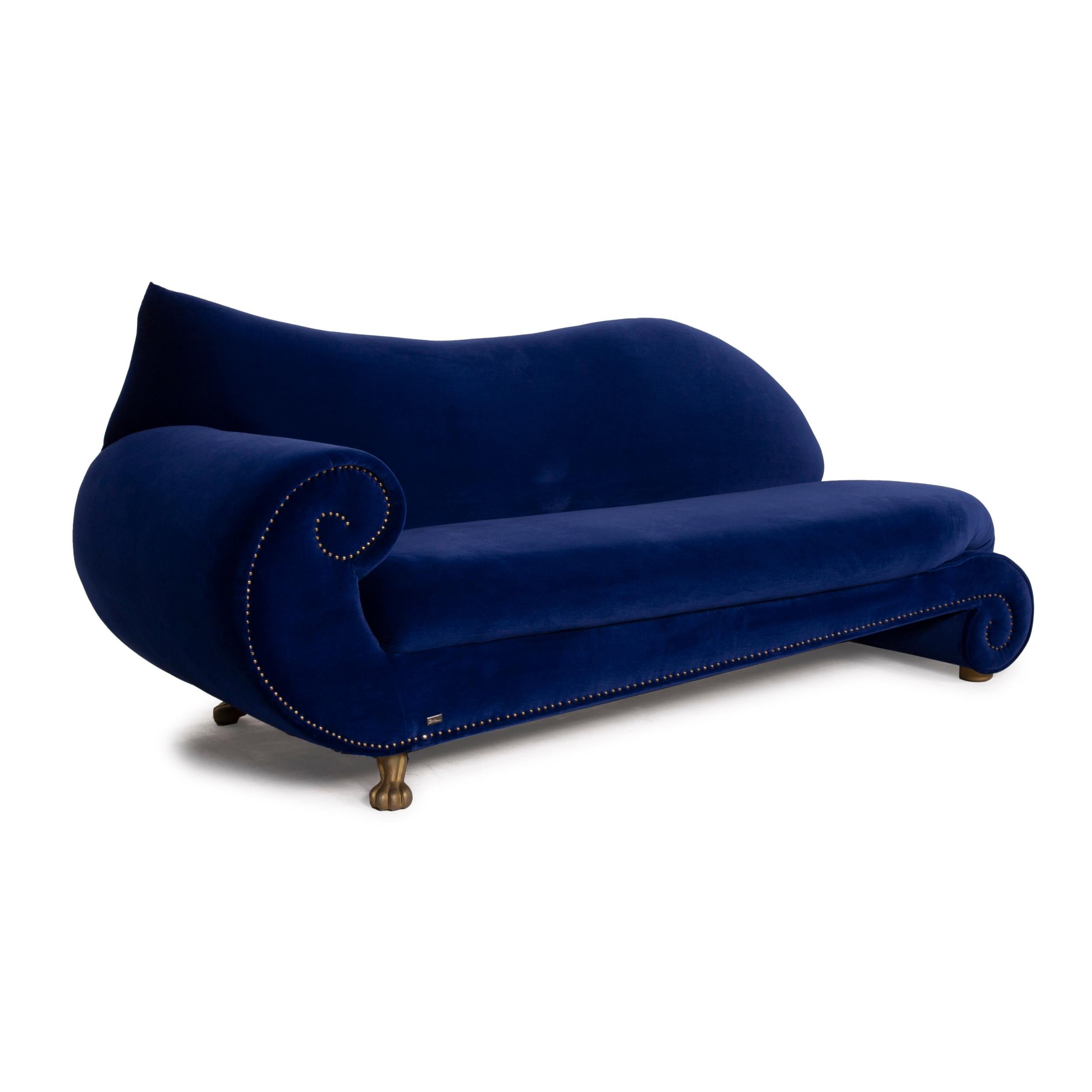 Bretz Gaudi fabric sofa blue velvet In Good Condition In Cologne, DE