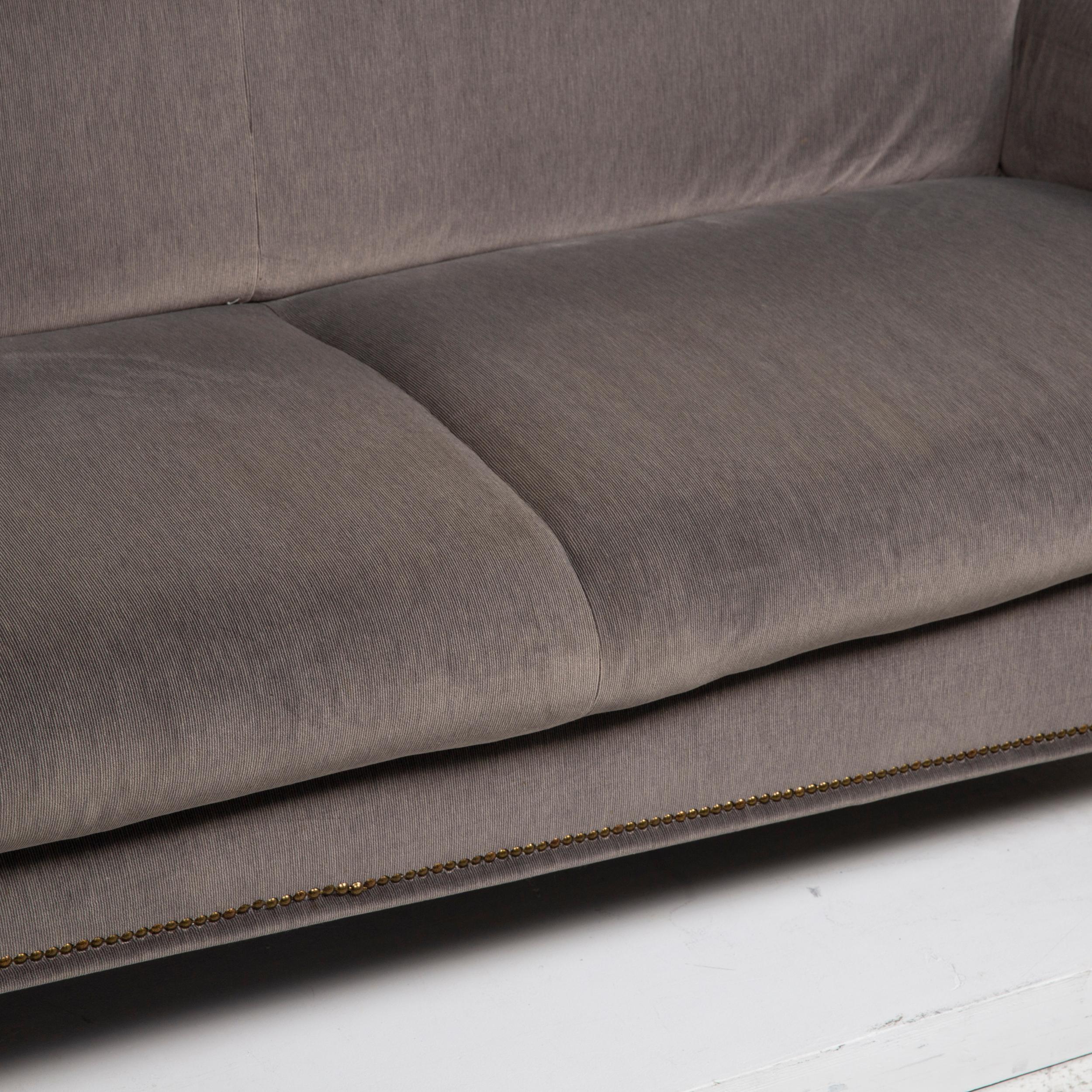 Modern Bretz Gaudi Fabric Sofa Gray Three-Seat Velvet