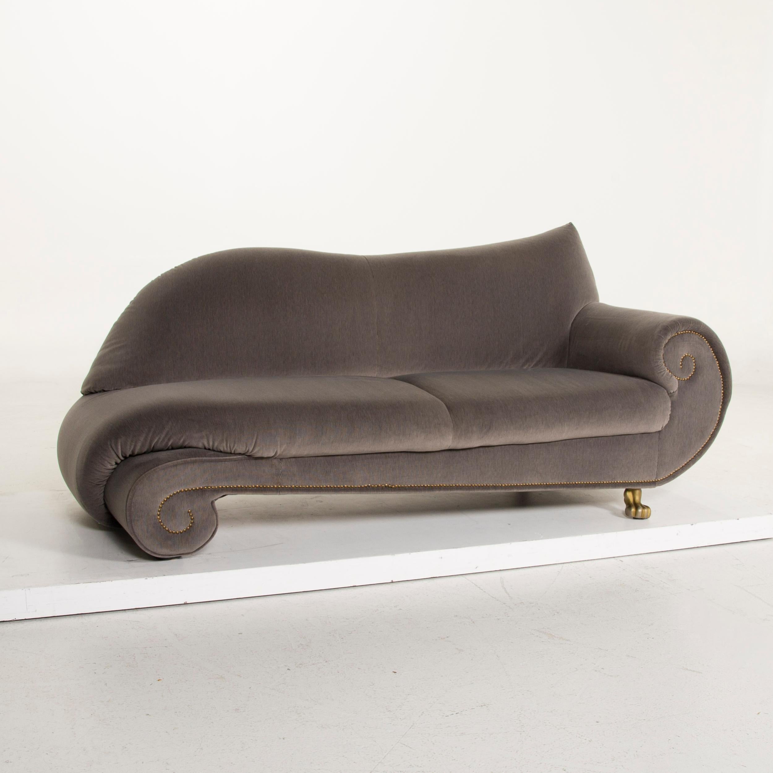Bretz Gaudi Fabric Sofa Gray Three-Seat Velvet 1
