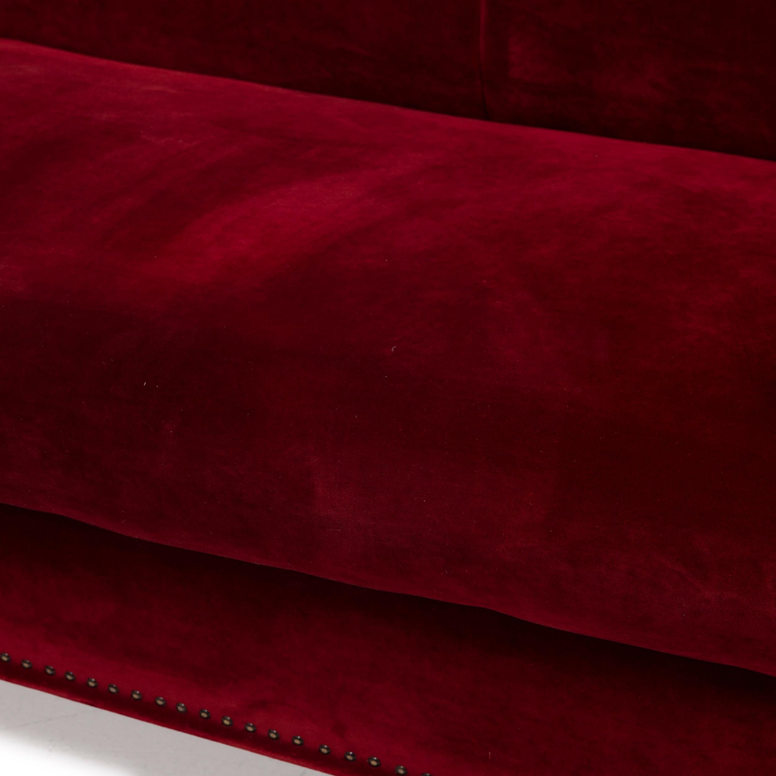 red fabric corner sofa