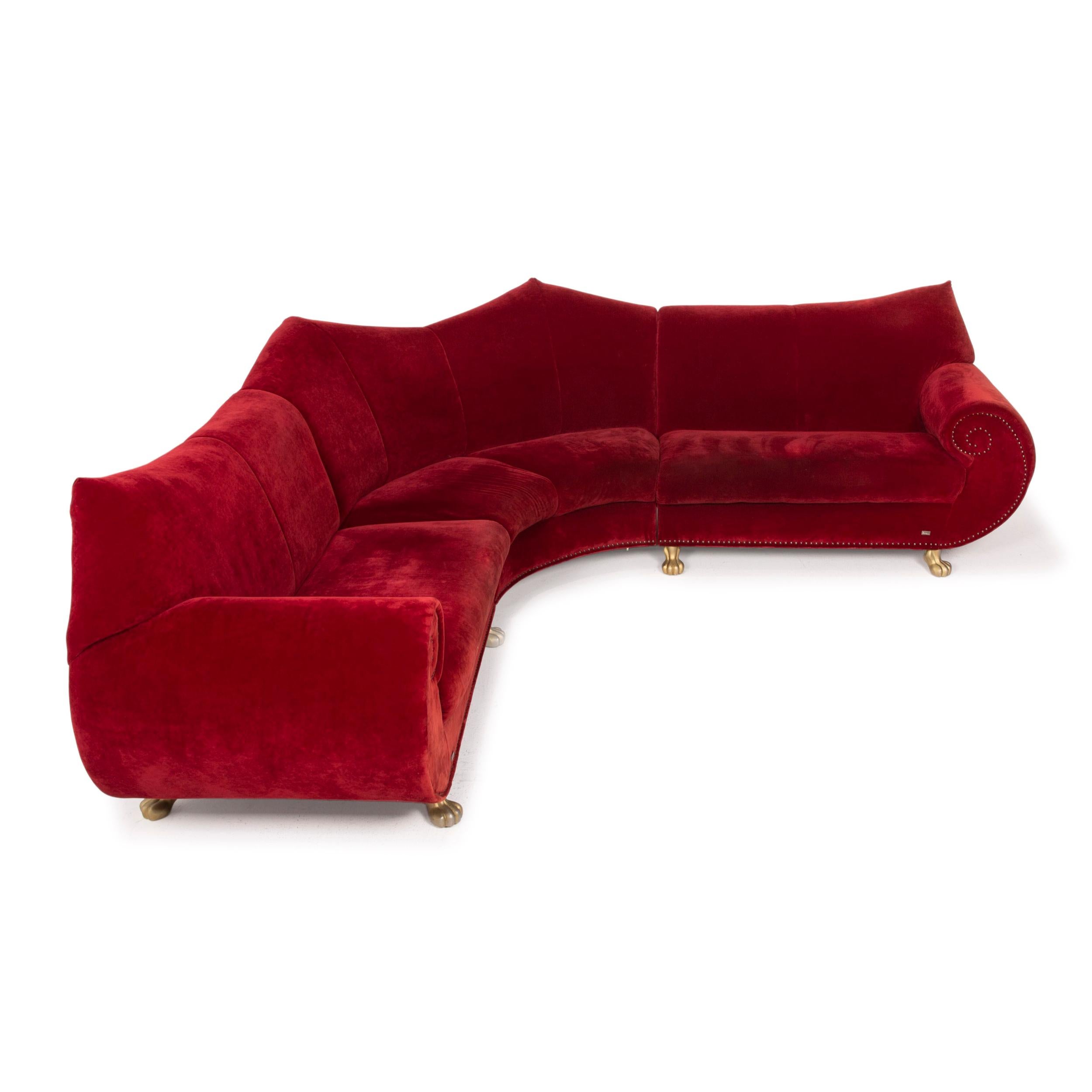 Bretz Gaudi Fabric Sofa Red Corner Sofa Velvet In Good Condition In Cologne, DE