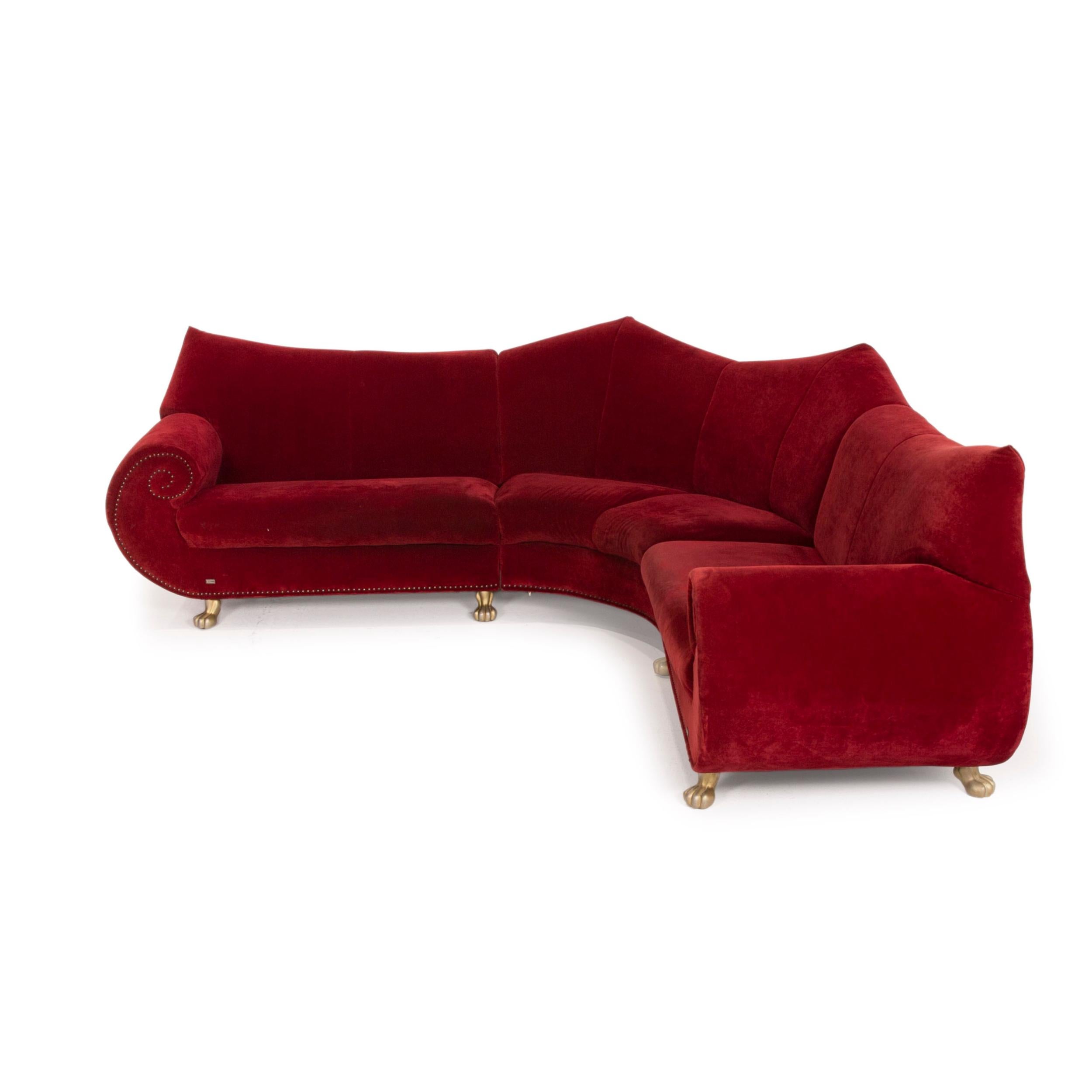 Contemporary Bretz Gaudi Fabric Sofa Red Corner Sofa Velvet