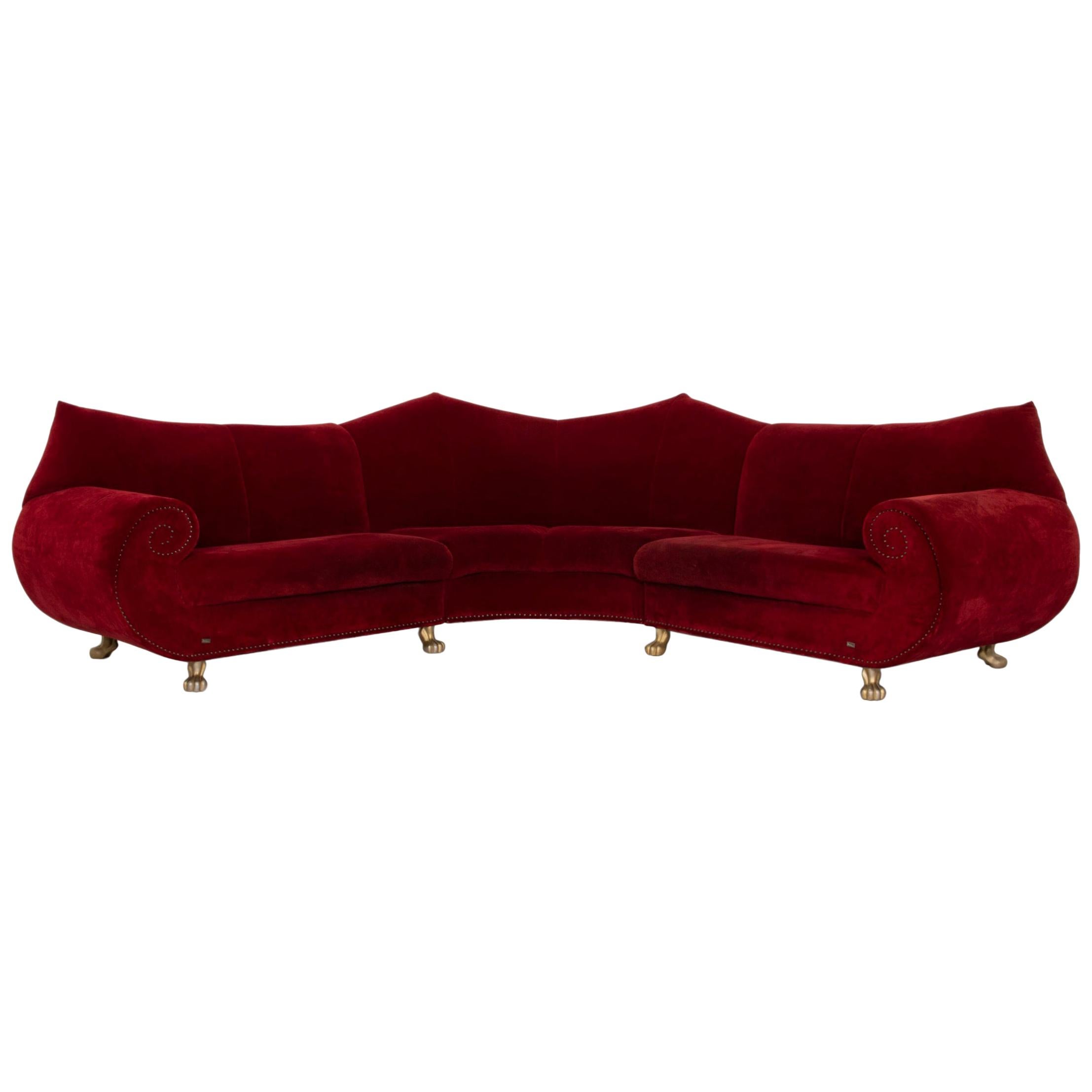 Bretz Gaudi Fabric Sofa Red Corner Sofa Velvet