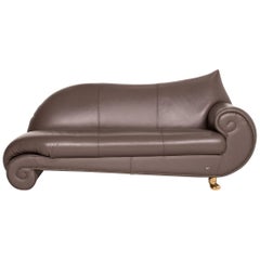 Bretz Gaudi Leather Armchair Gray Brown Brown Three-Seat Couch Gold-Plated