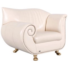 Bretz Gaudi Leather Armchair Off-White One-Seat