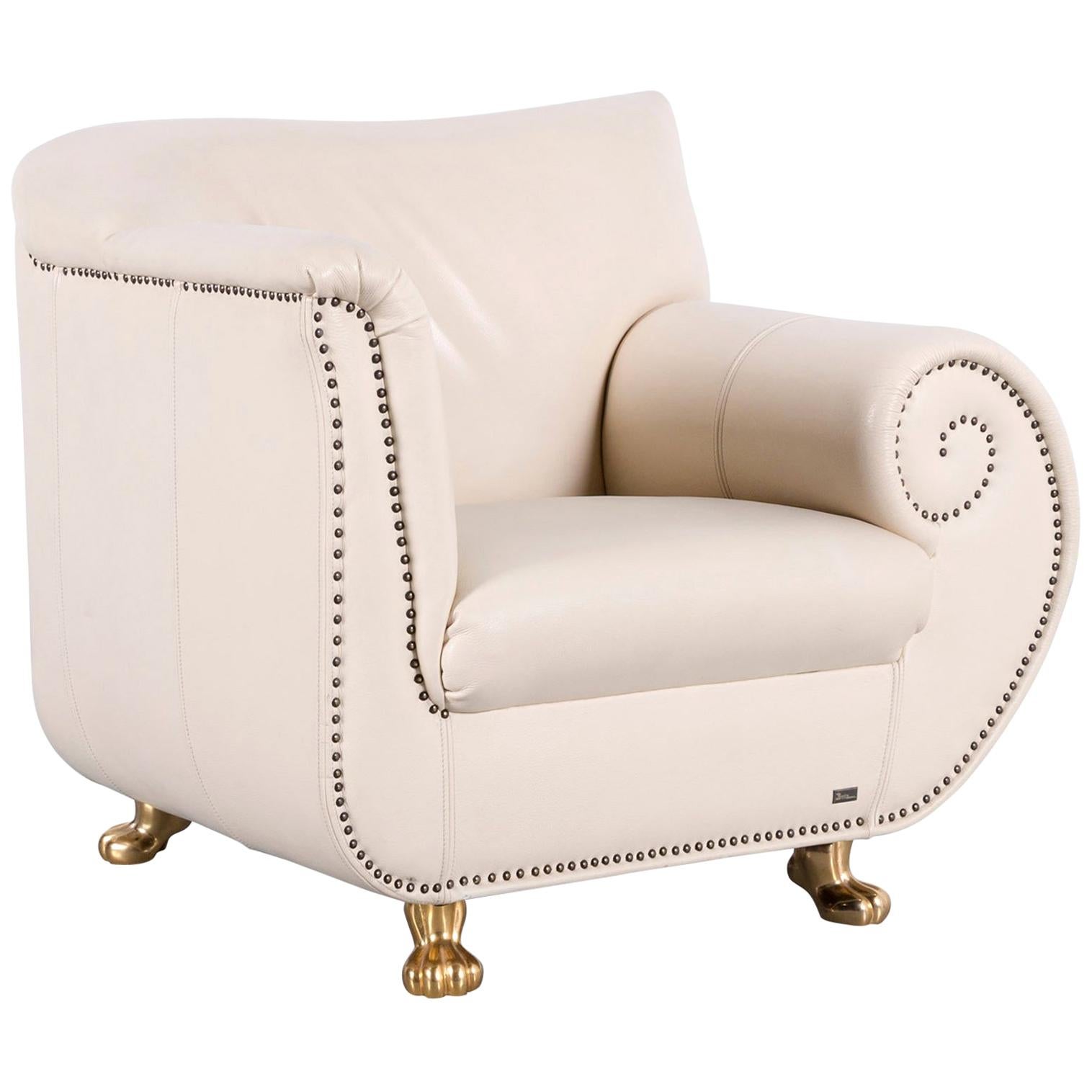 Bretz Gaudi Leather Armchair Off-White One-Seat For Sale