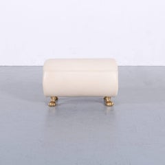 Bretz Gaudi Leather Foot-Stool Bench Off-White