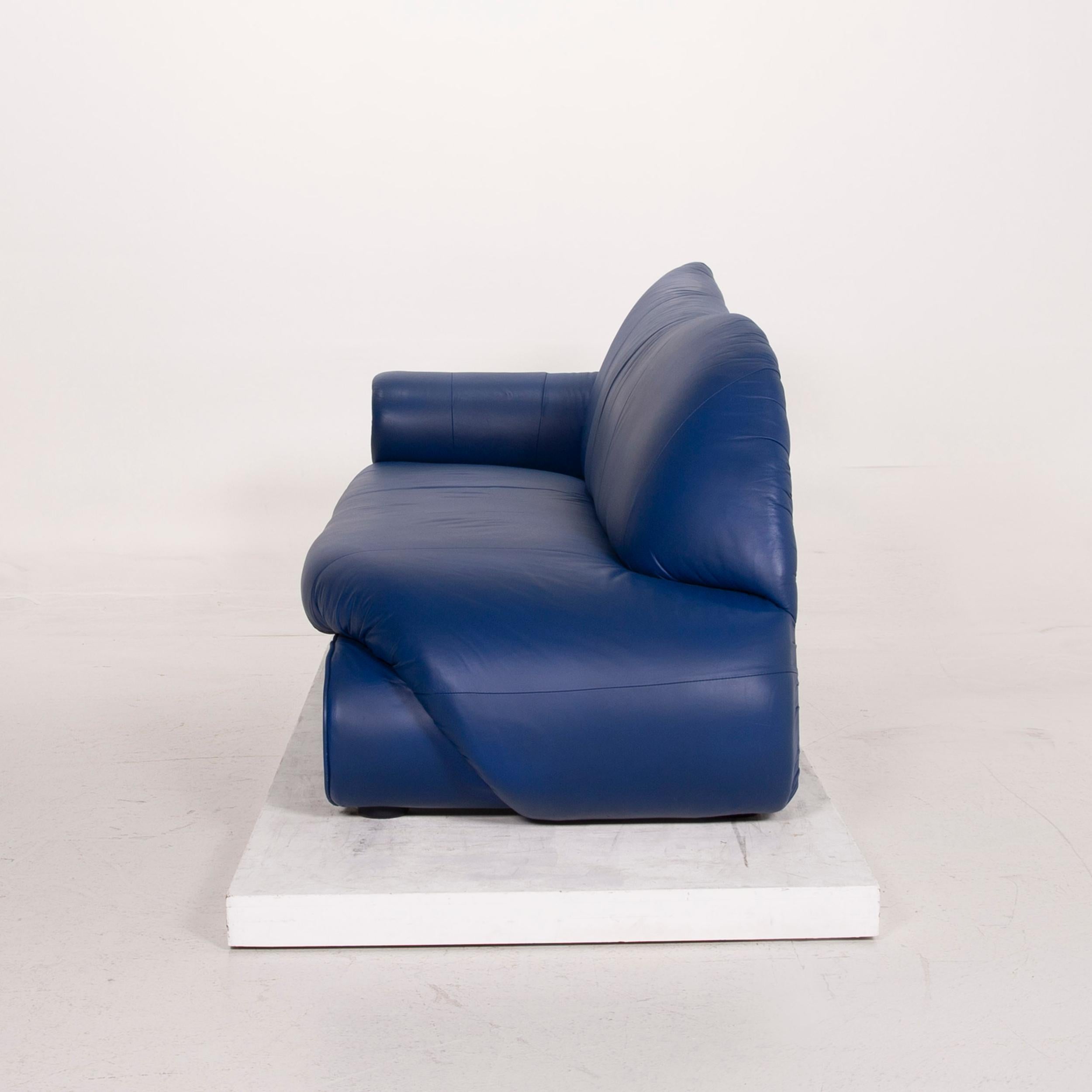 Bretz Gaudi Leather Sofa Blue Three-Seat For Sale 3