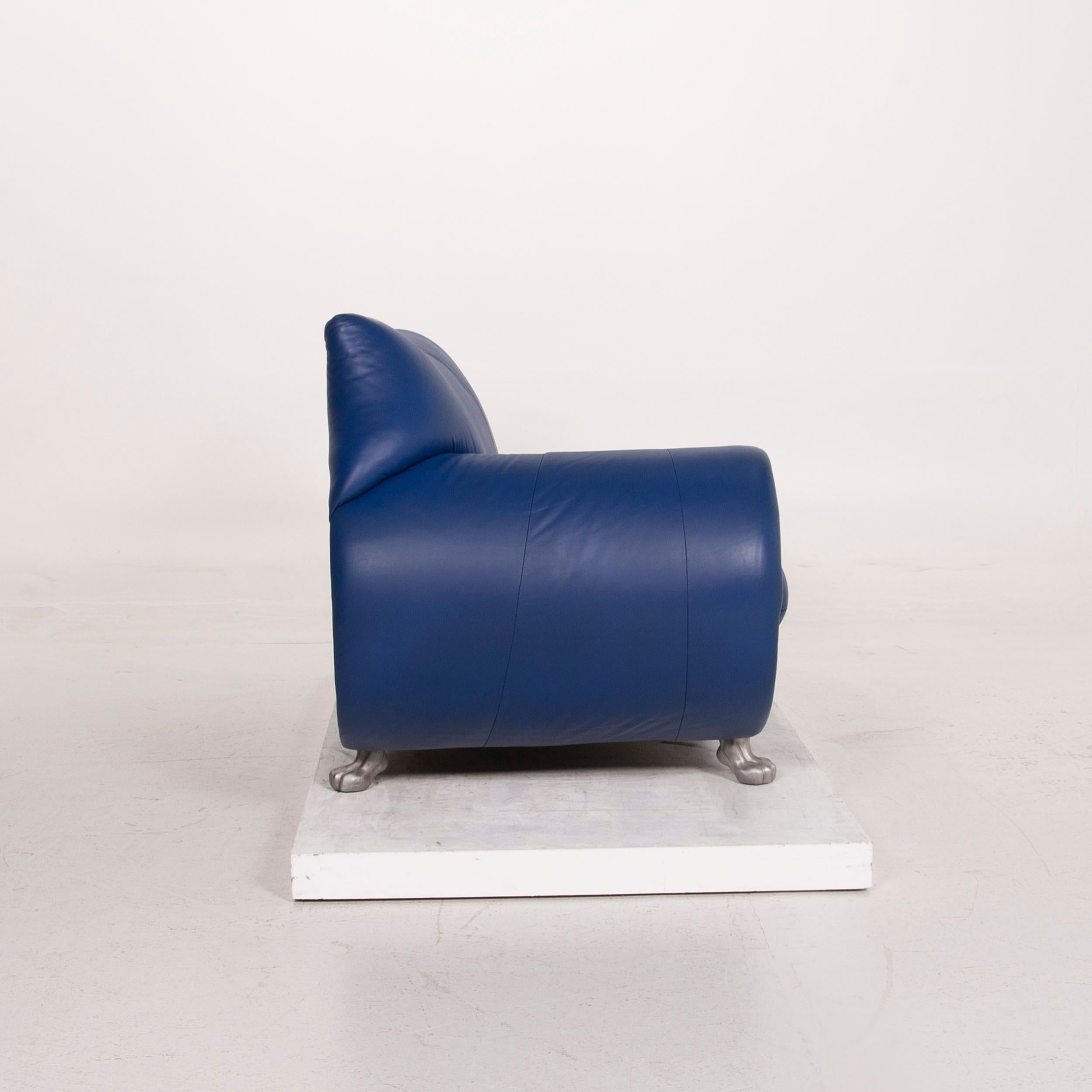 Bretz Gaudi Leather Sofa Blue Three-Seat For Sale 1