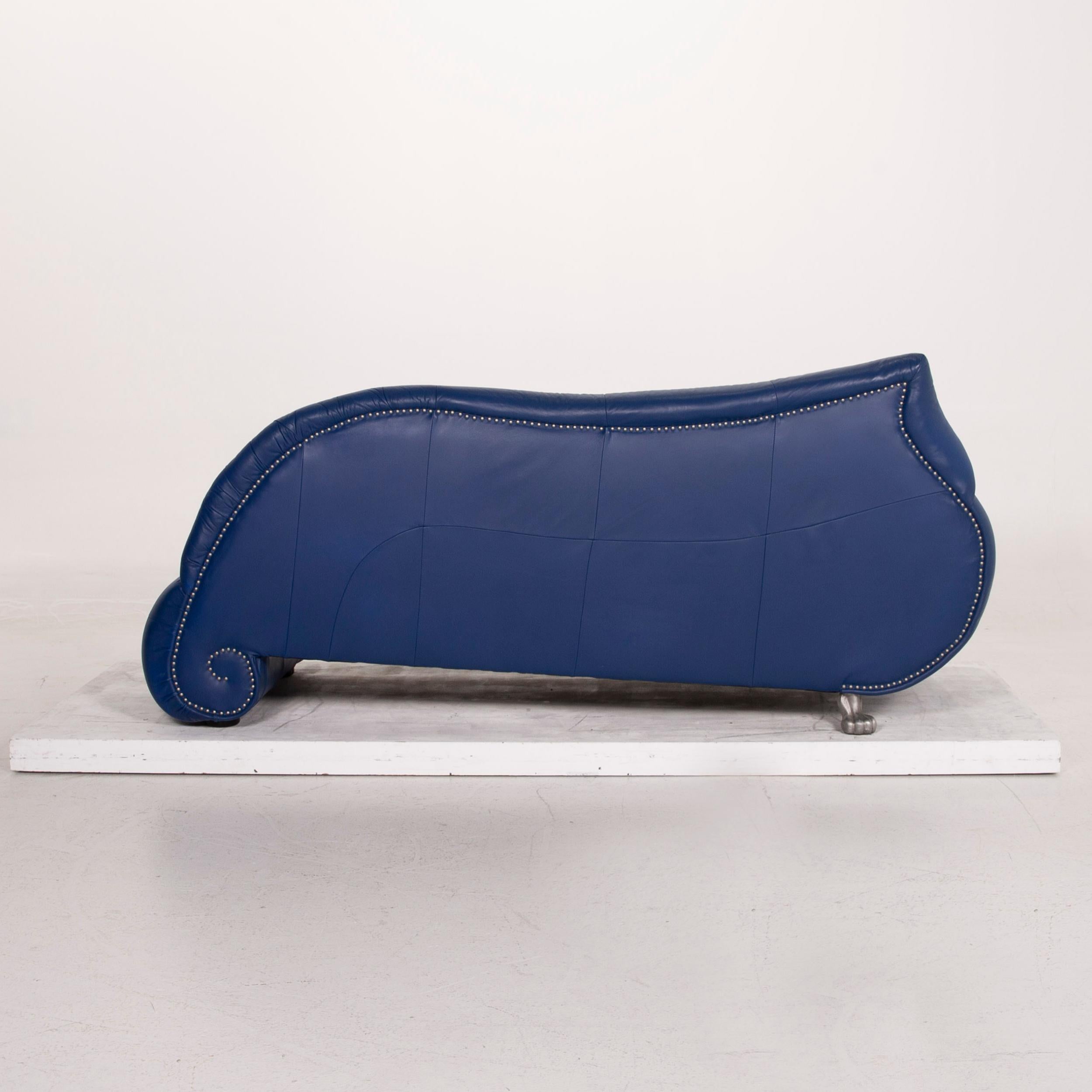 Bretz Gaudi Leather Sofa Blue Three-Seat For Sale 2