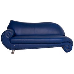 Bretz Gaudi Leather Sofa Blue Three-Seat