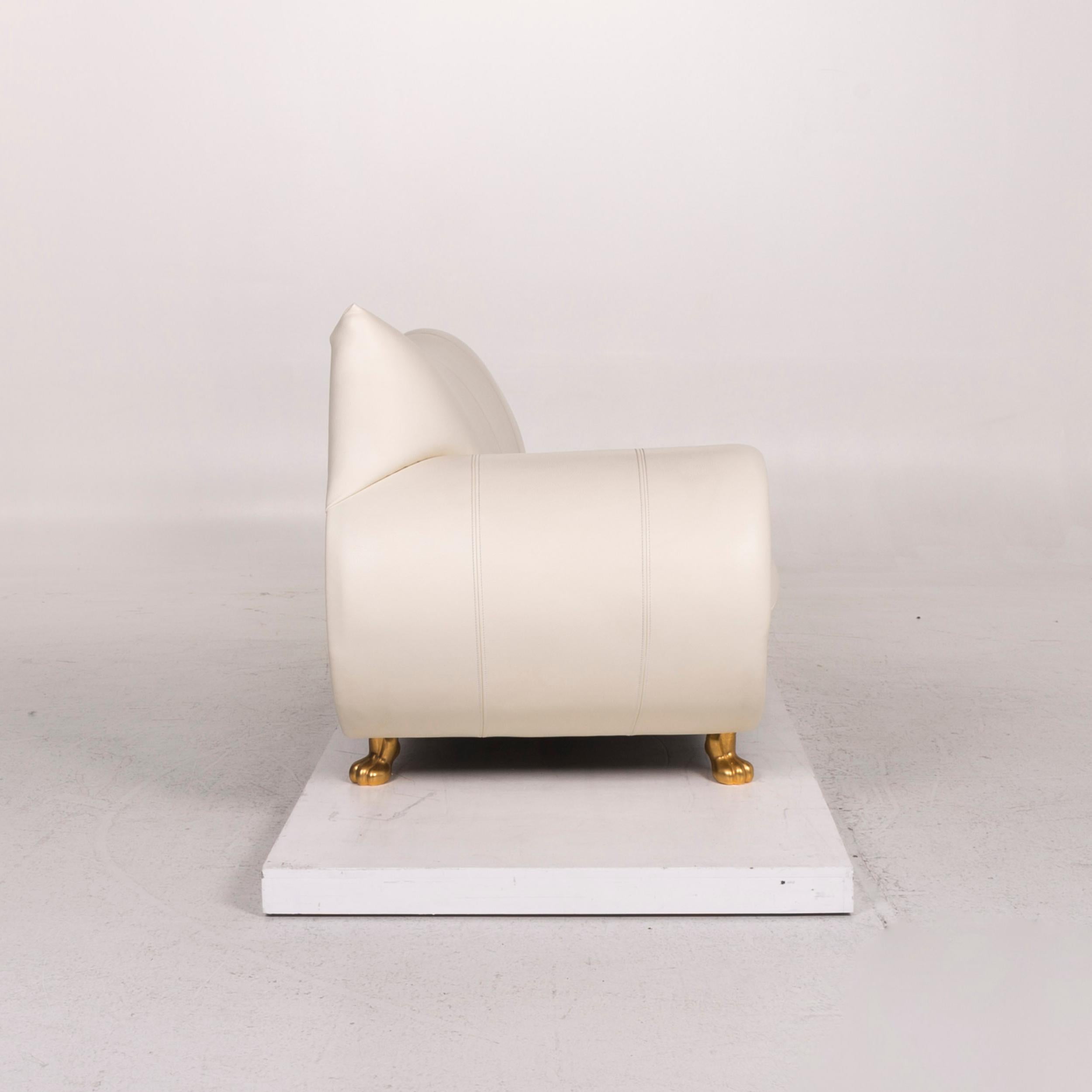 Bretz Gaudi Leather Sofa Cream Three-Seat Couch 1