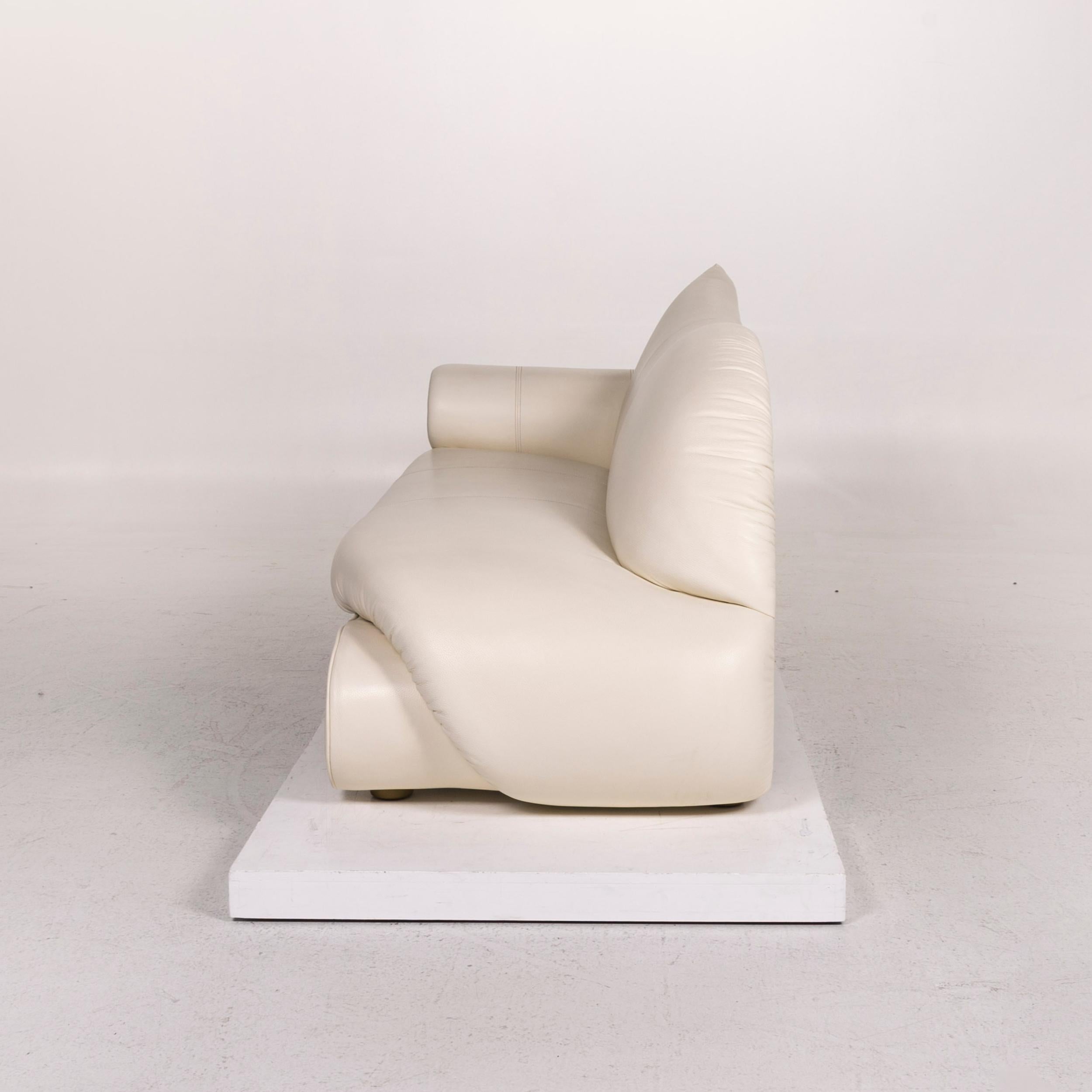 Bretz Gaudi Leather Sofa Cream Three-Seat Couch 3