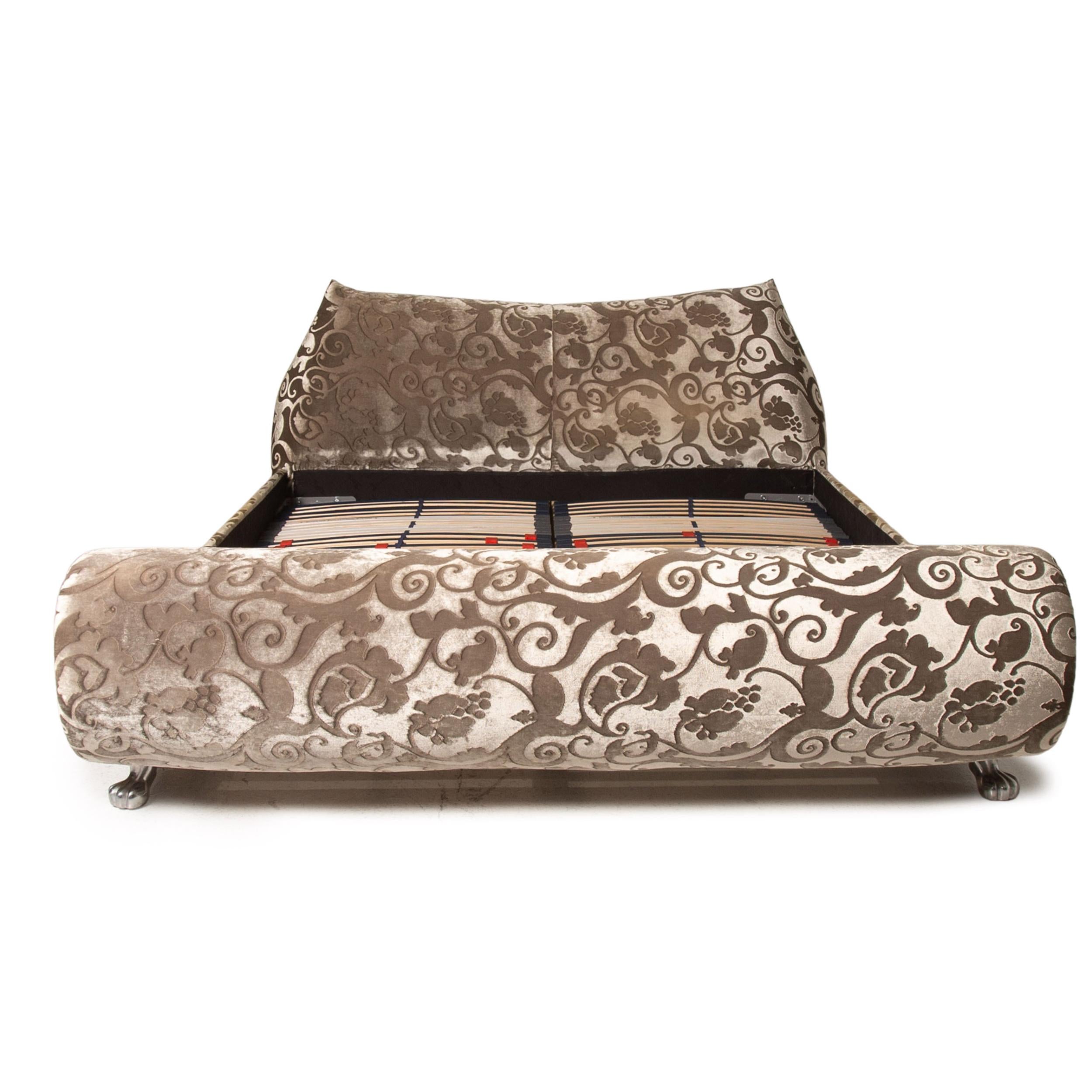 Bretz Gaudi Velvet Fabric Double Bed Cream Brown Bed For Sale 4