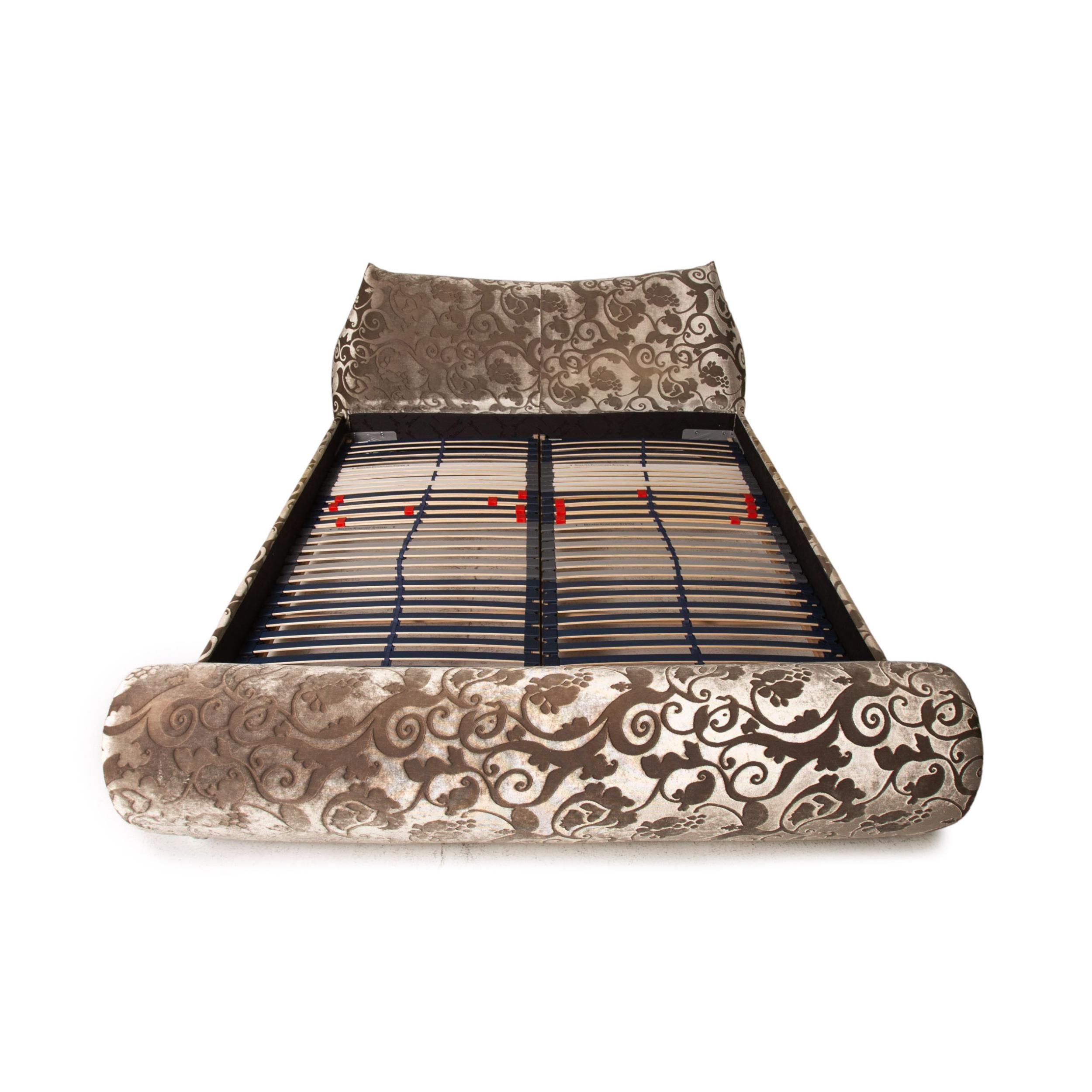 Bretz Gaudi Velvet Fabric Double Bed Cream Brown Bed For Sale 5