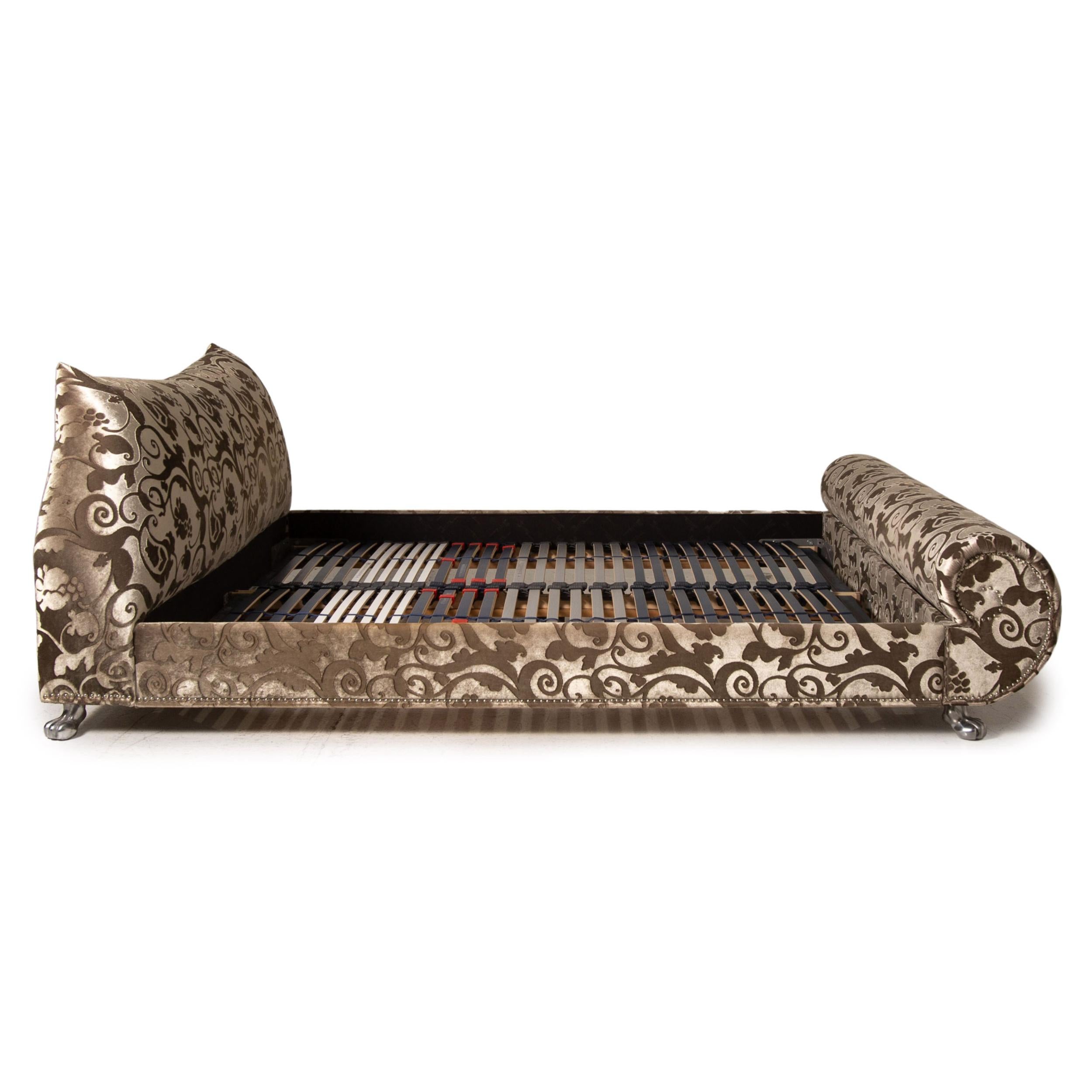 Bretz Gaudi Velvet Fabric Double Bed Cream Brown Bed For Sale 6