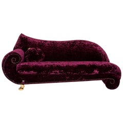 Bretz Gaudi Velvet Fabric Sofa Purple Three-Seat Couch