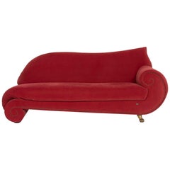 Bretz Gaudi Velvet Fabric Sofa Red Three-Seat Couch