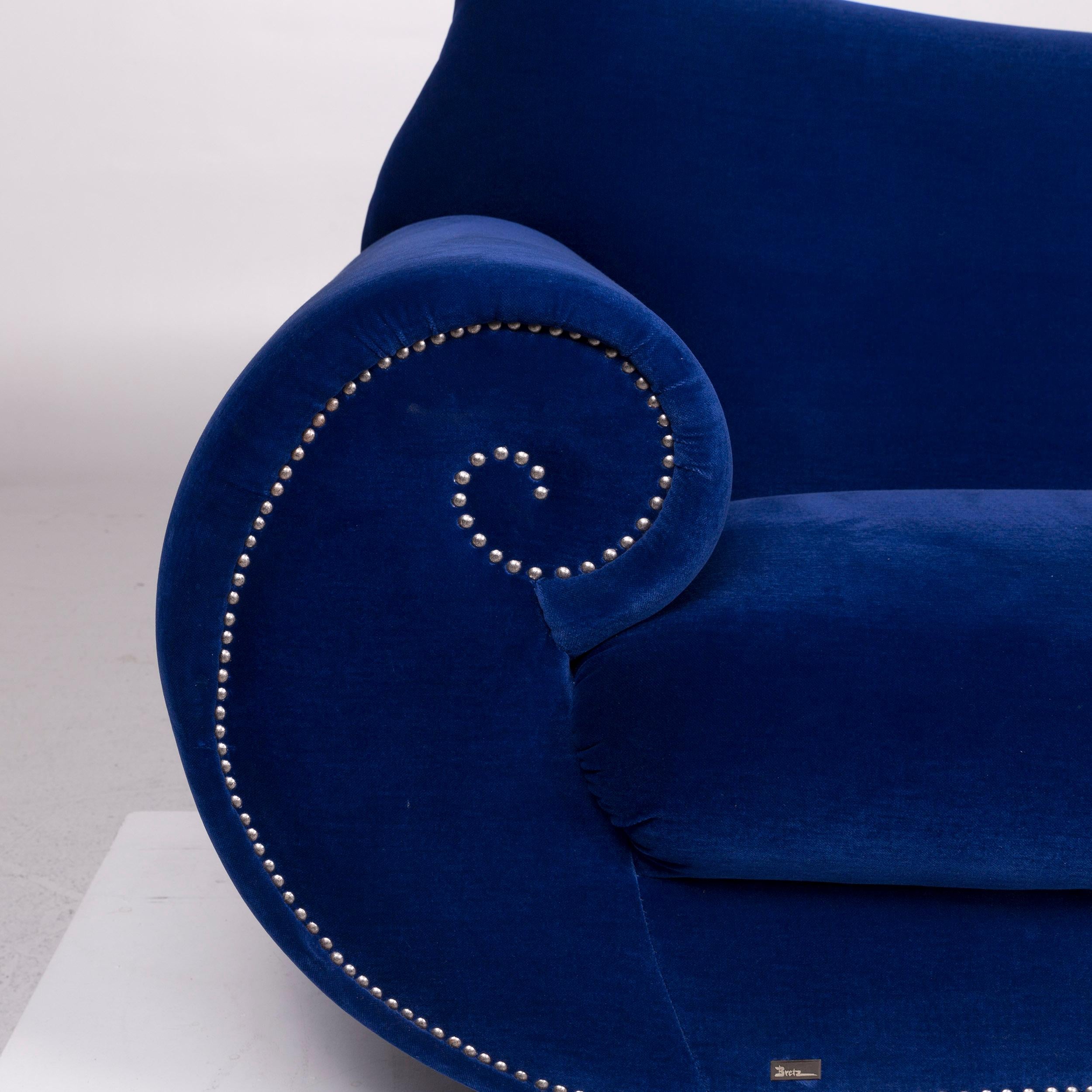 Modern Bretz Gaudi Velvet Sofa Blue