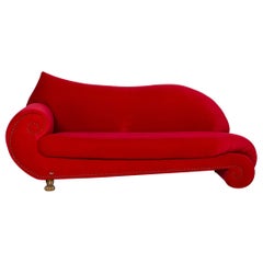 Bretz Gaudi Velvet Sofa Red Three-Seat Couch
