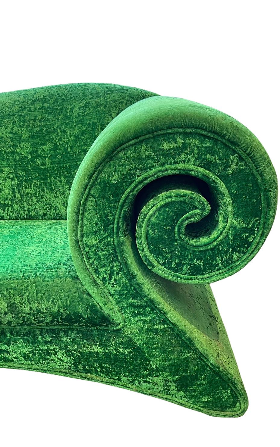 green crushed velvet couch