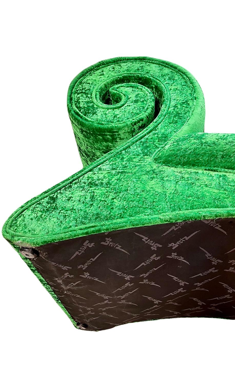 Post-Modern Bretz Green Crushed Velvet “Mammut” Sofa For Sale