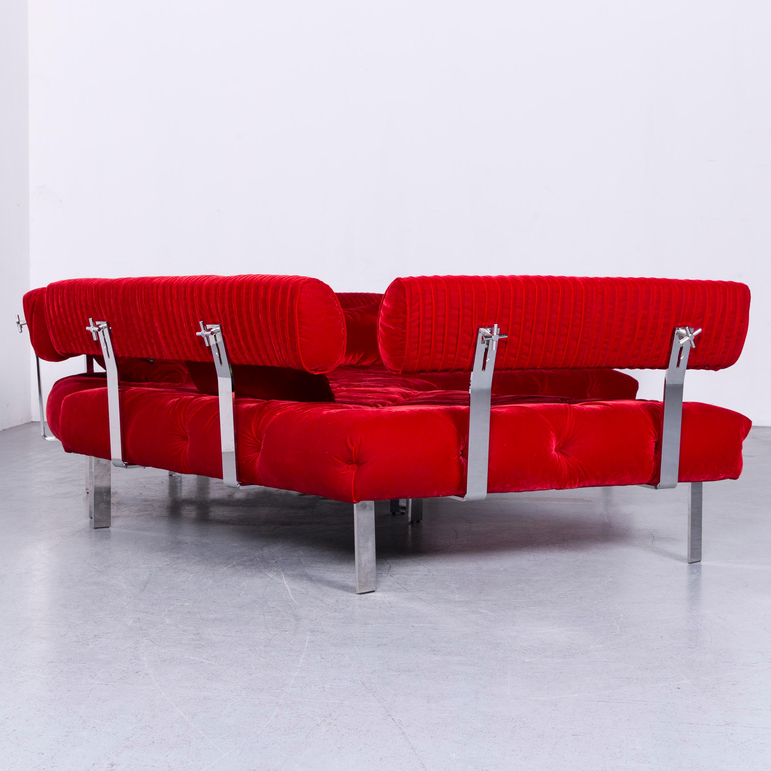 Bretz Highland Designer Fabric Sofa Footstool Set Red Corner Sofa Couch For Sale 6