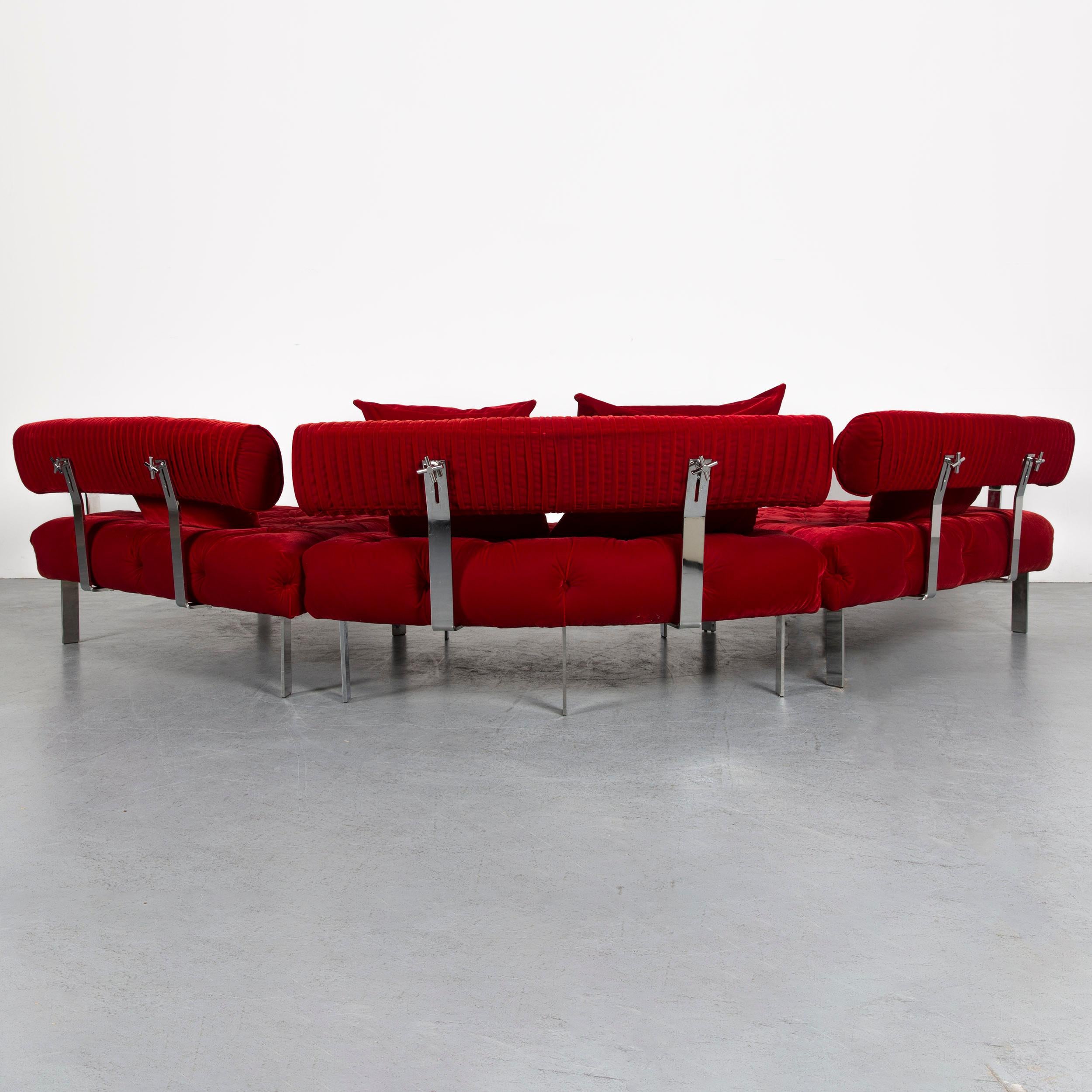 Bretz Highland Designer Fabric Sofa Footstool Set Red Corner Sofa Couch For Sale 7