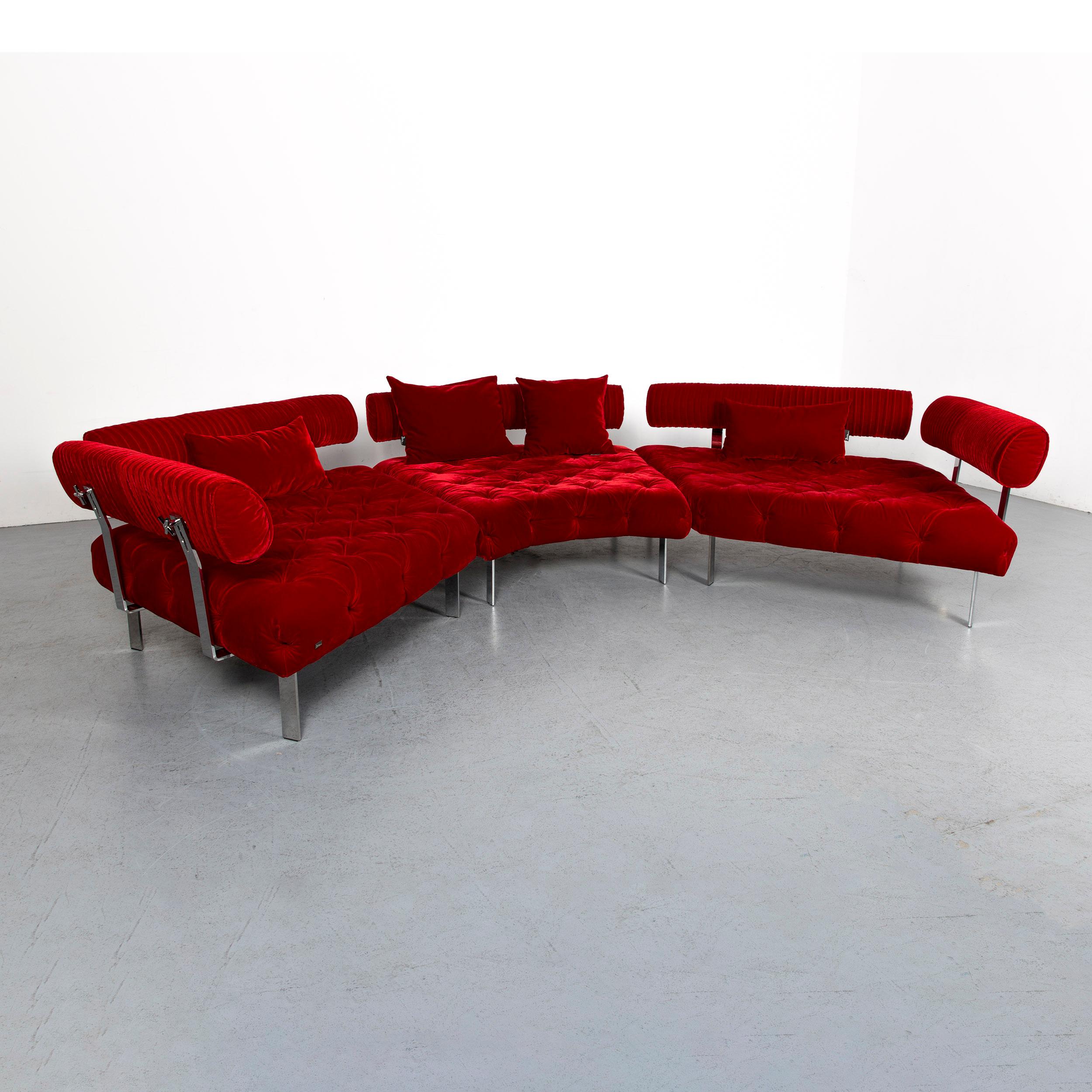 We bring to you a Bretz Highland designer fabric sofa footstool set red corner sofa