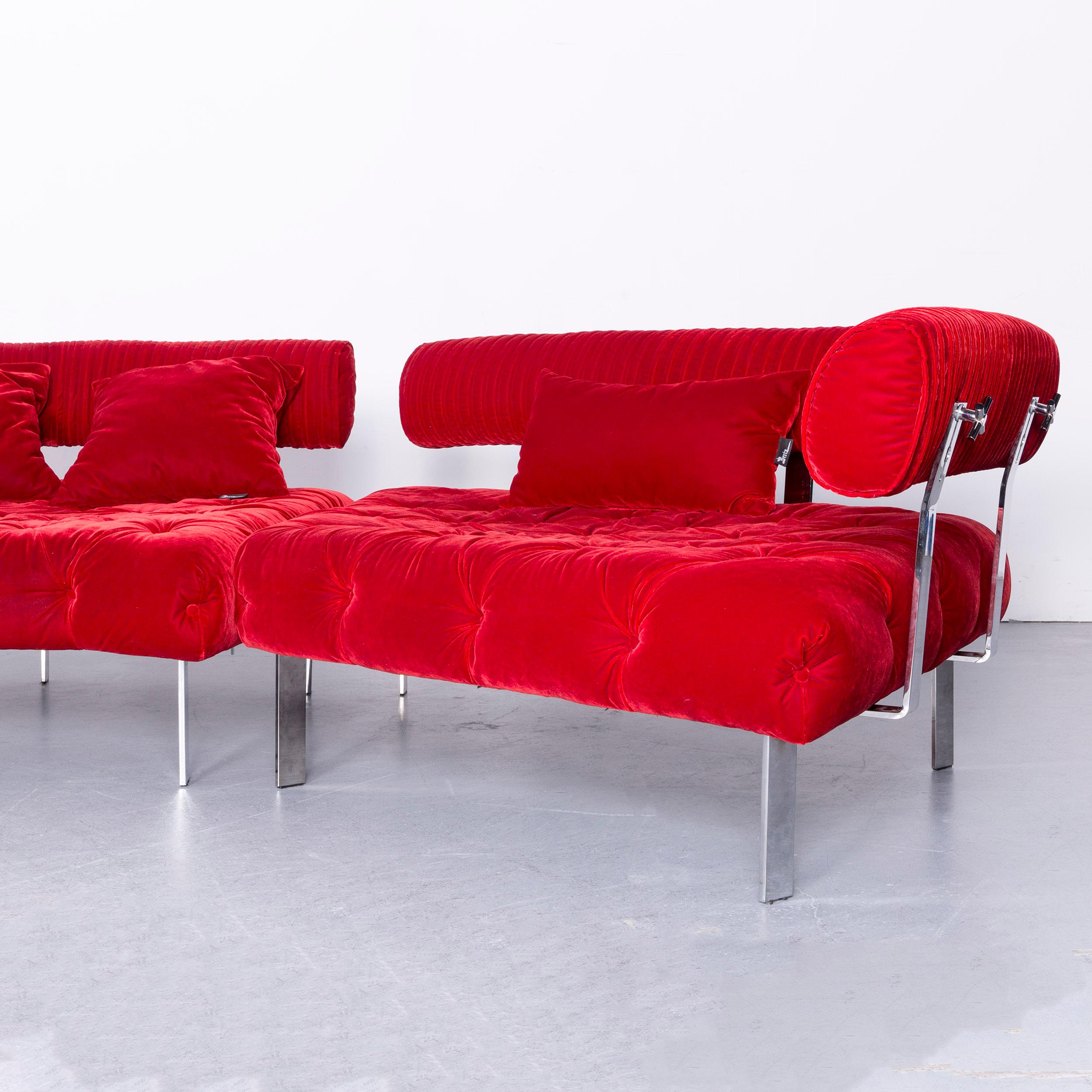 Bretz Highland Designer Fabric Sofa Footstool Set Red Corner Sofa Couch For Sale 1