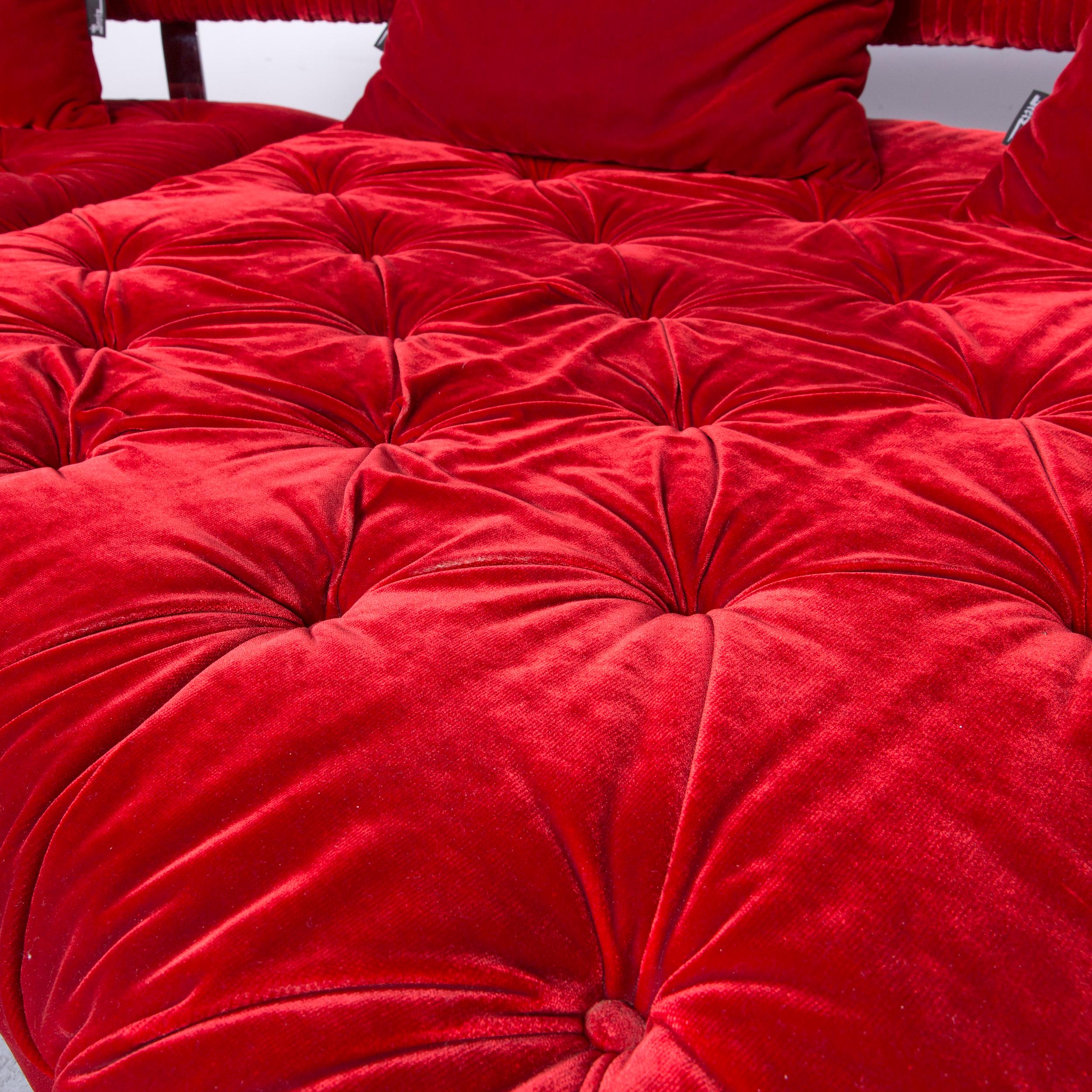 Bretz Highland Designer Fabric Sofa Footstool Set Red Corner Sofa Couch For Sale 2