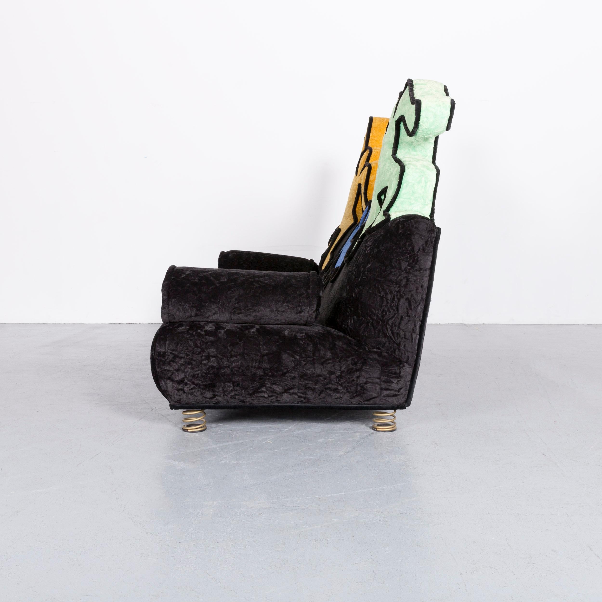 Bretz Keith Haring Fabric Sofa Black Three-Seat 4
