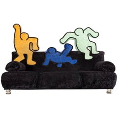 Canapé trois places en tissu noir Bretz Keith Haring