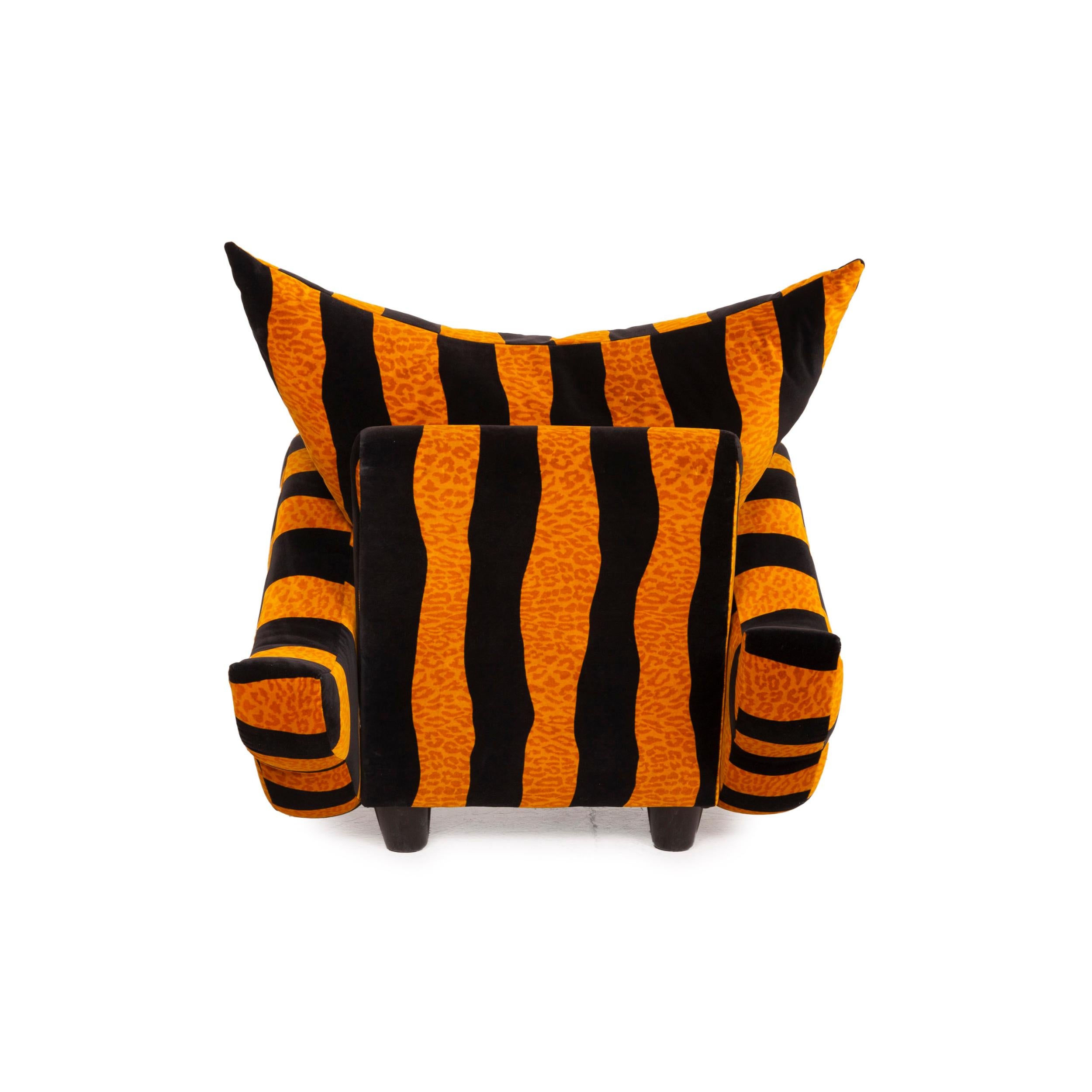 Bretz Knastente Fabric Armchair Yellow Black Tiger Pattern 4