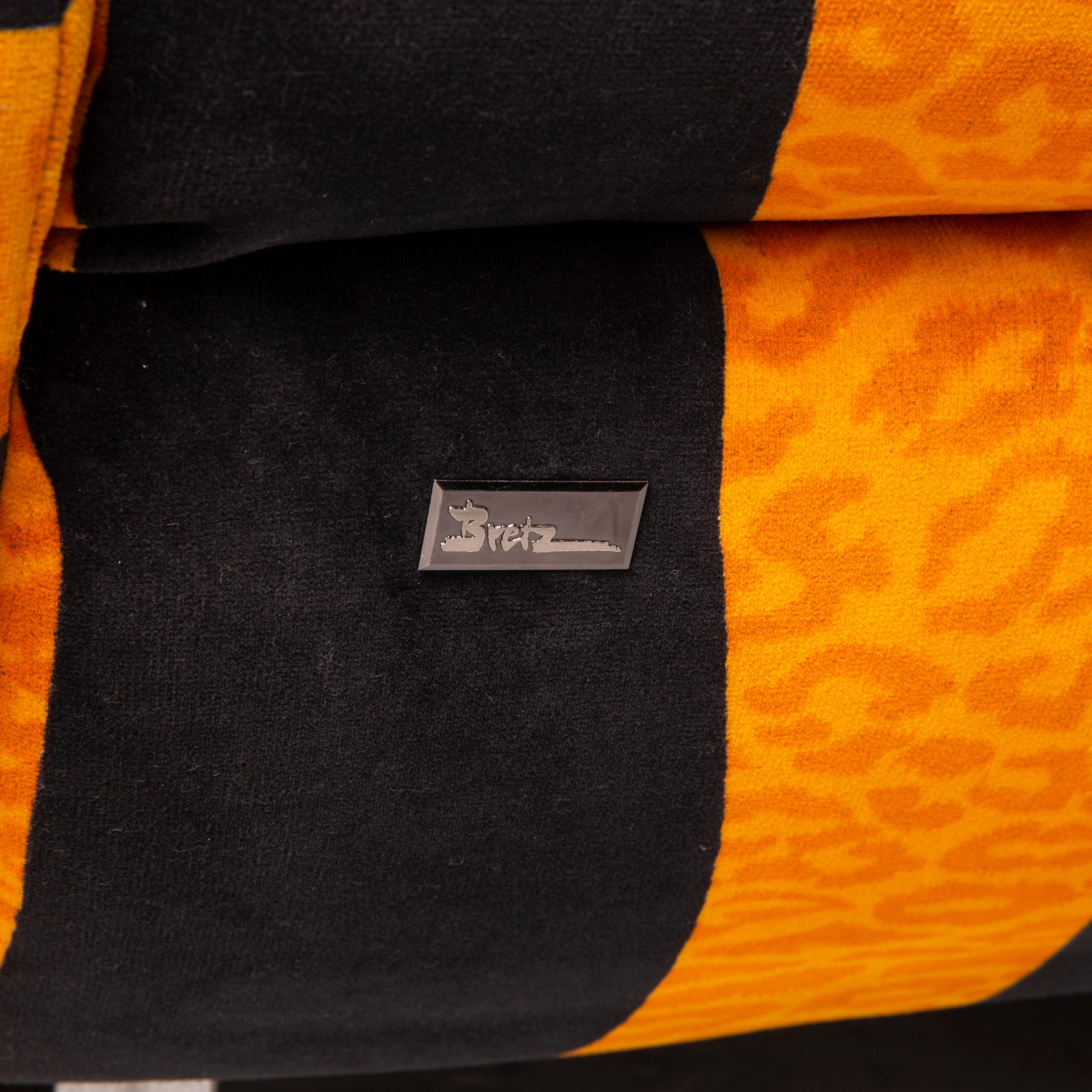 German Bretz Knastente Fabric Armchair Yellow Black Tiger Pattern