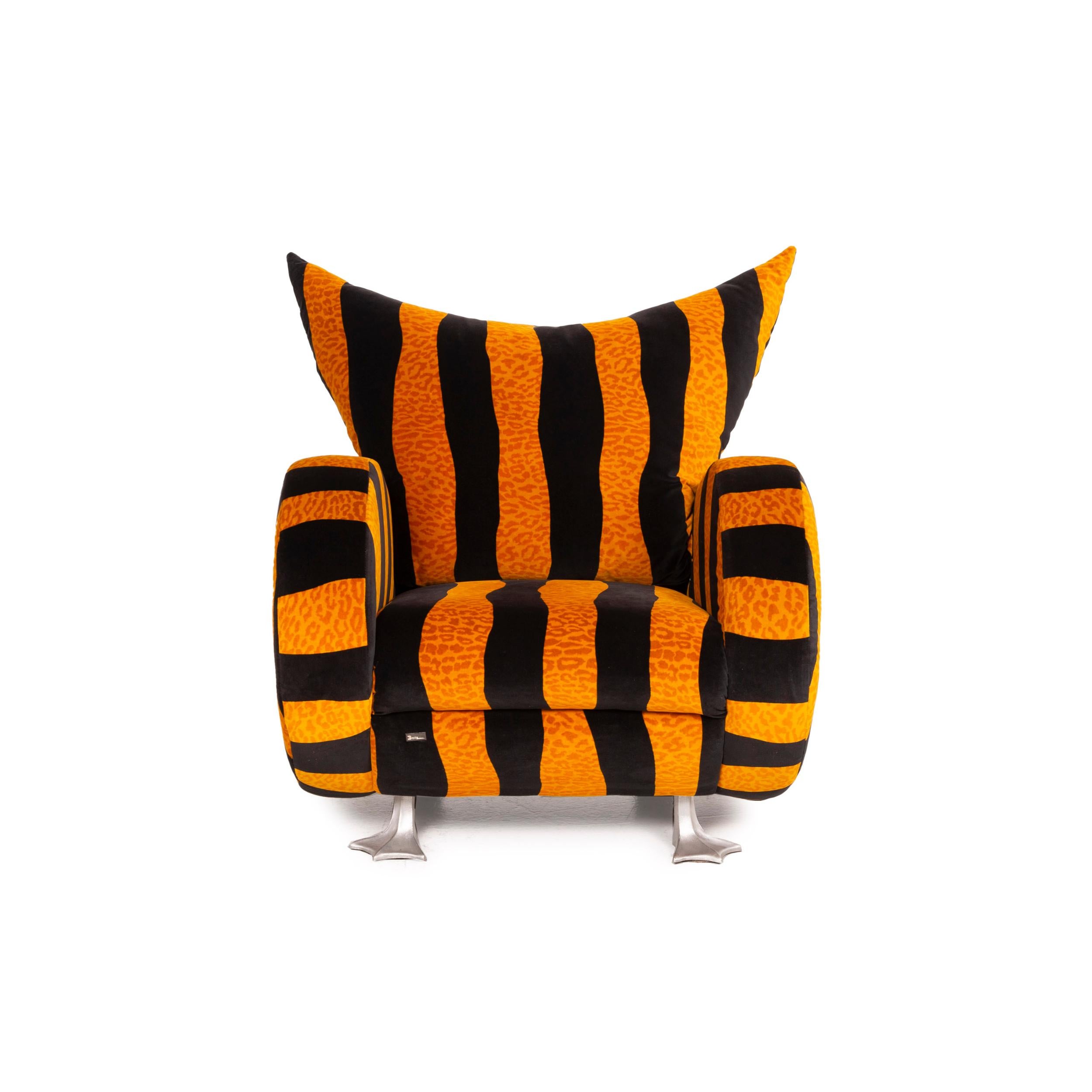 Bretz Knastente Fabric Armchair Yellow Black Tiger Pattern 1