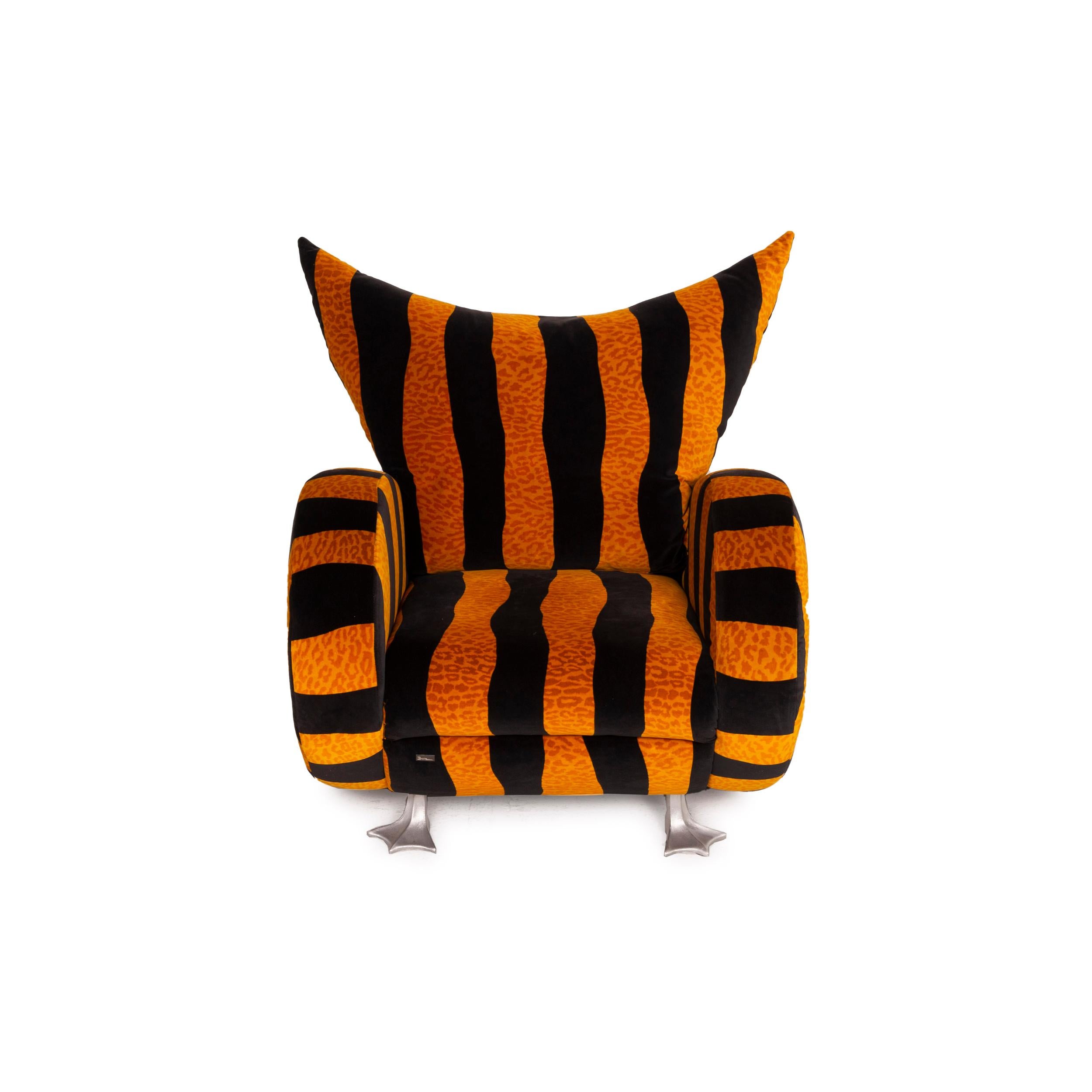Bretz Knastente Fabric Armchair Yellow Black Tiger Pattern 2