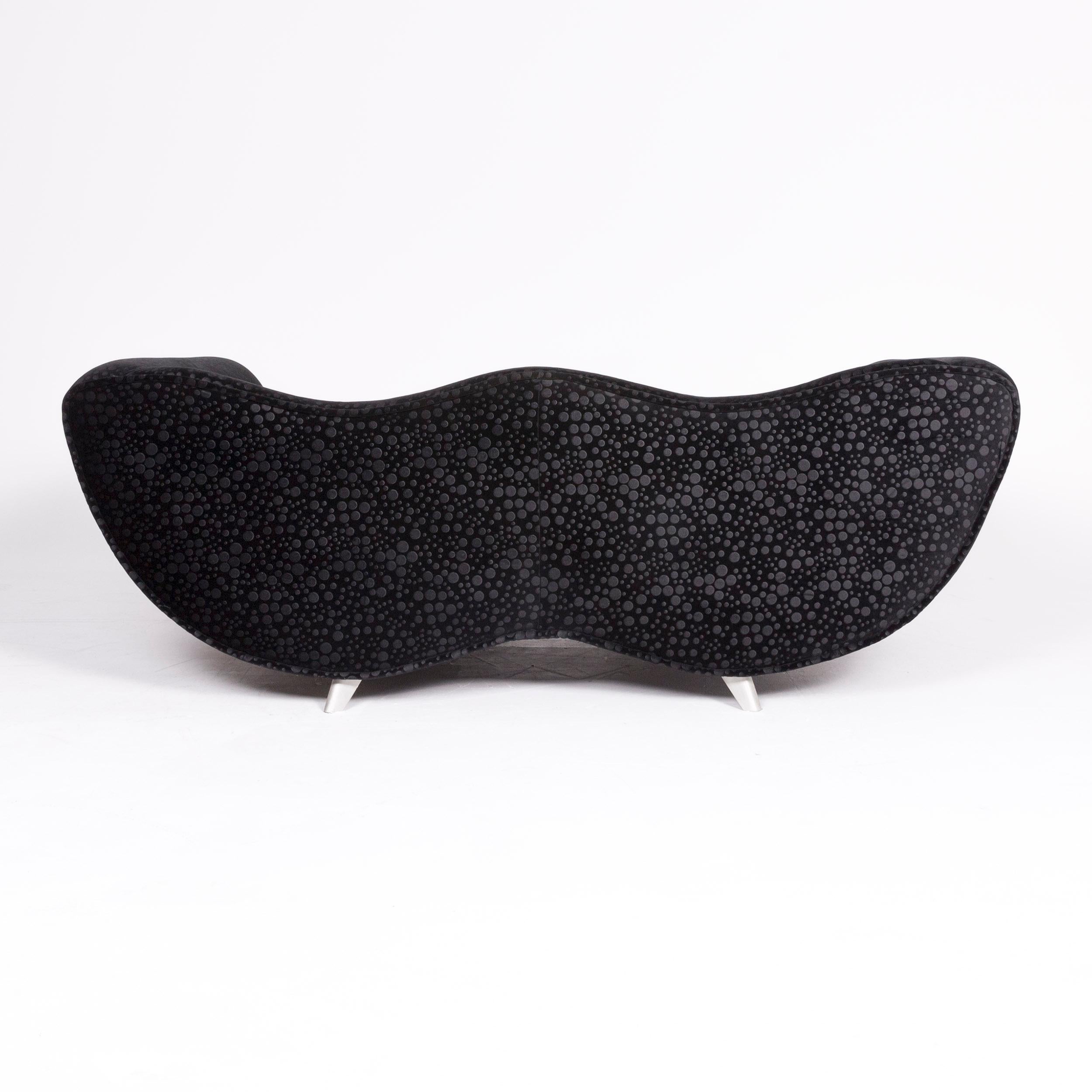 Bretz Laola Designer Fabric Sofa Black Pattern Three-Seat Couch In Good Condition In Cologne, DE